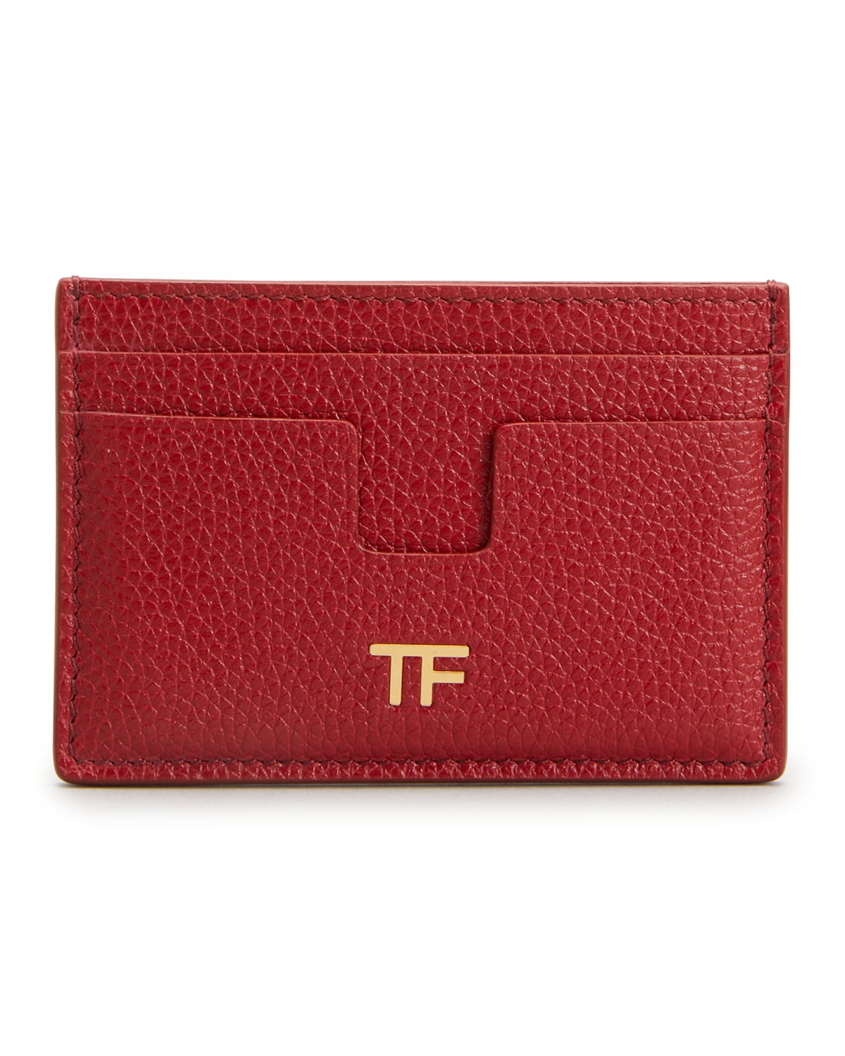 Tom Ford Classic Tf Leather Card Case In Jungle Red