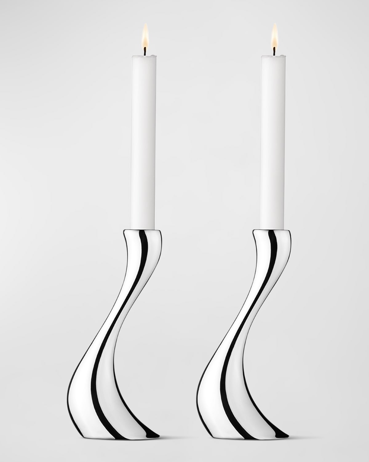 Georg Jensen Cobra Medium Candle Holders, Set of 2