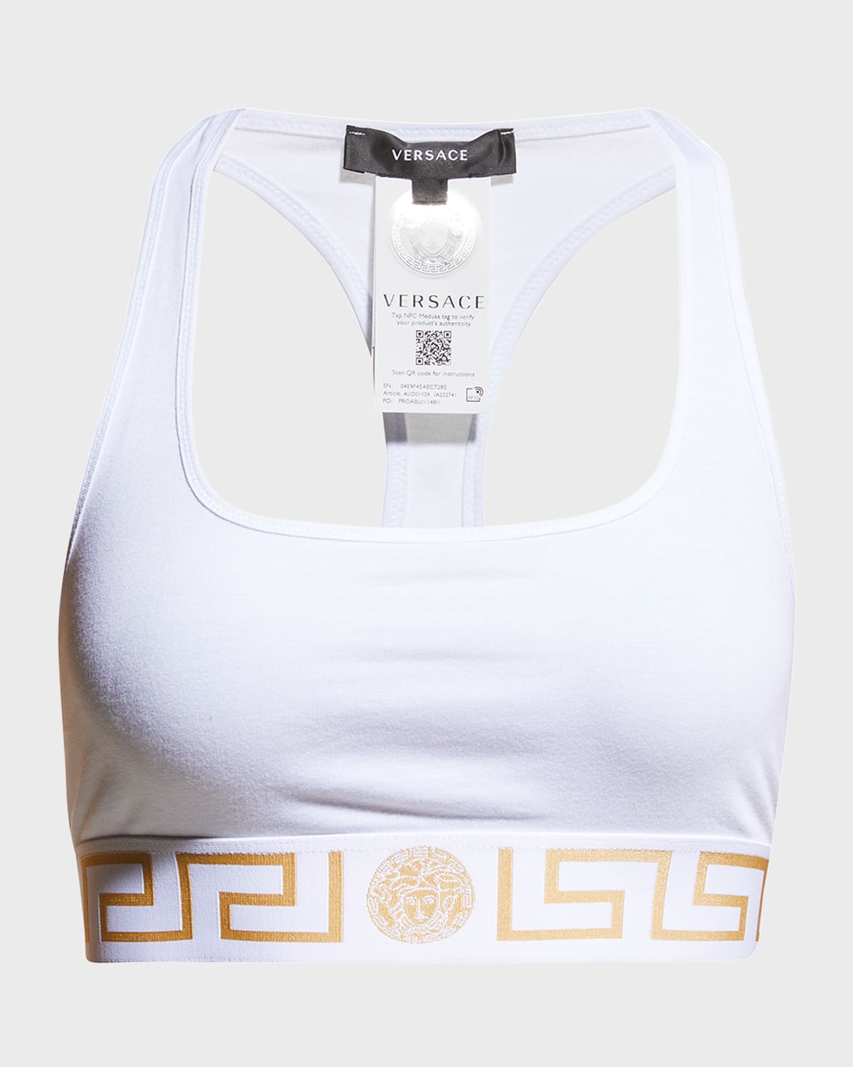 Versace Women's Jersey Logo Bra Top In White