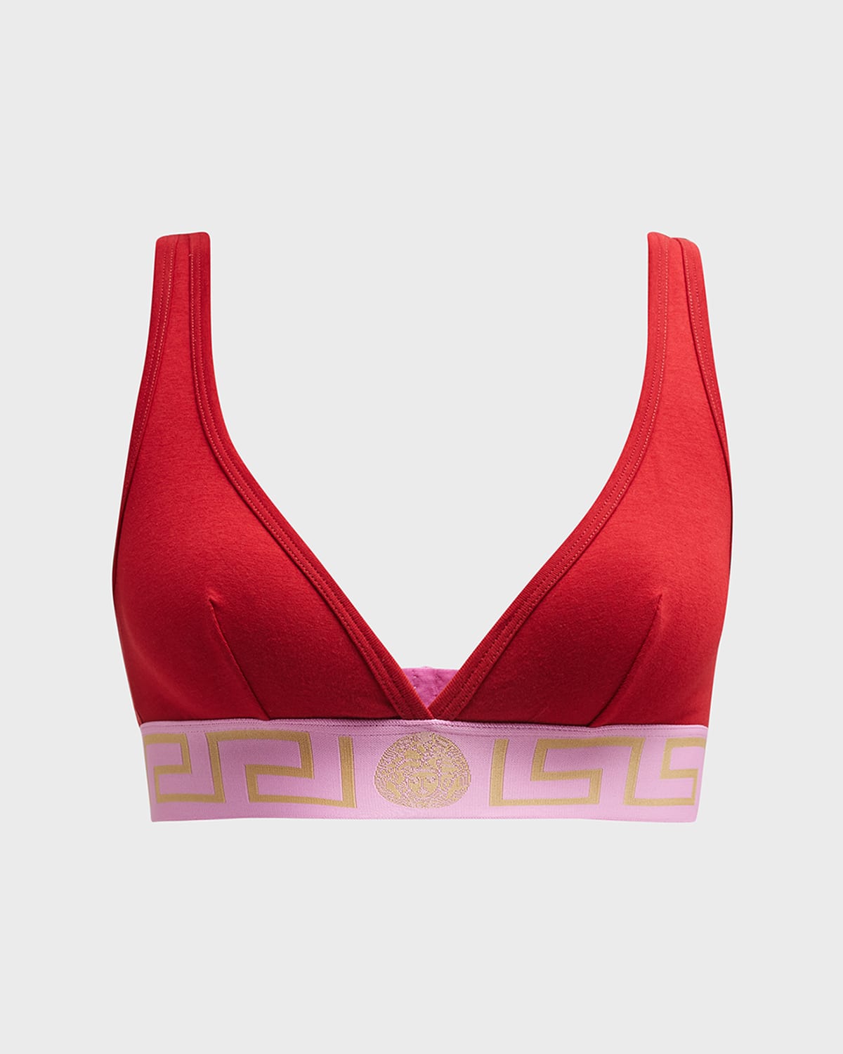 Versace Red Greca Border Bralette In Rosso