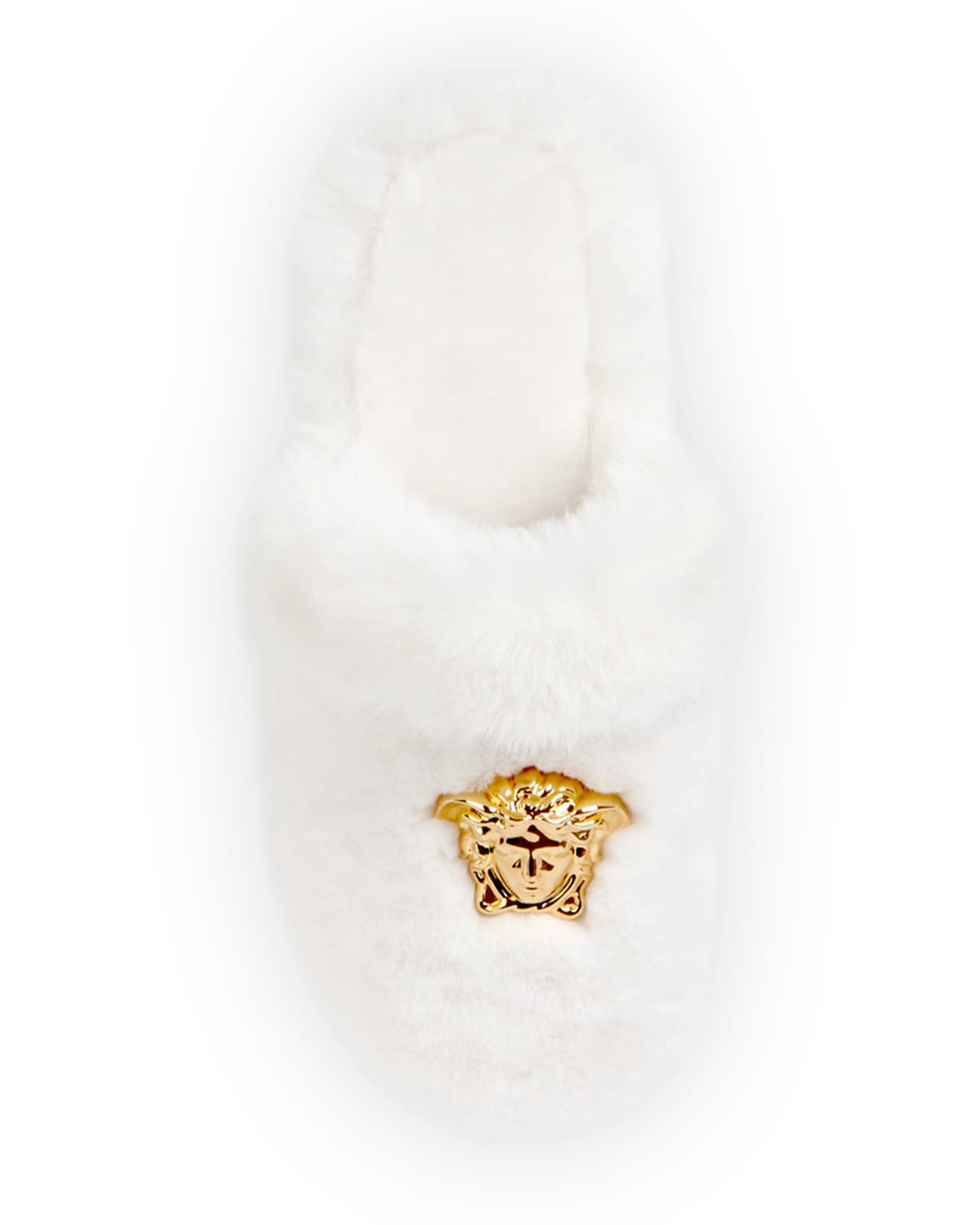 VERSACE LOGOMANIA FAUX-FUR SLIPPERS,PROD239310078