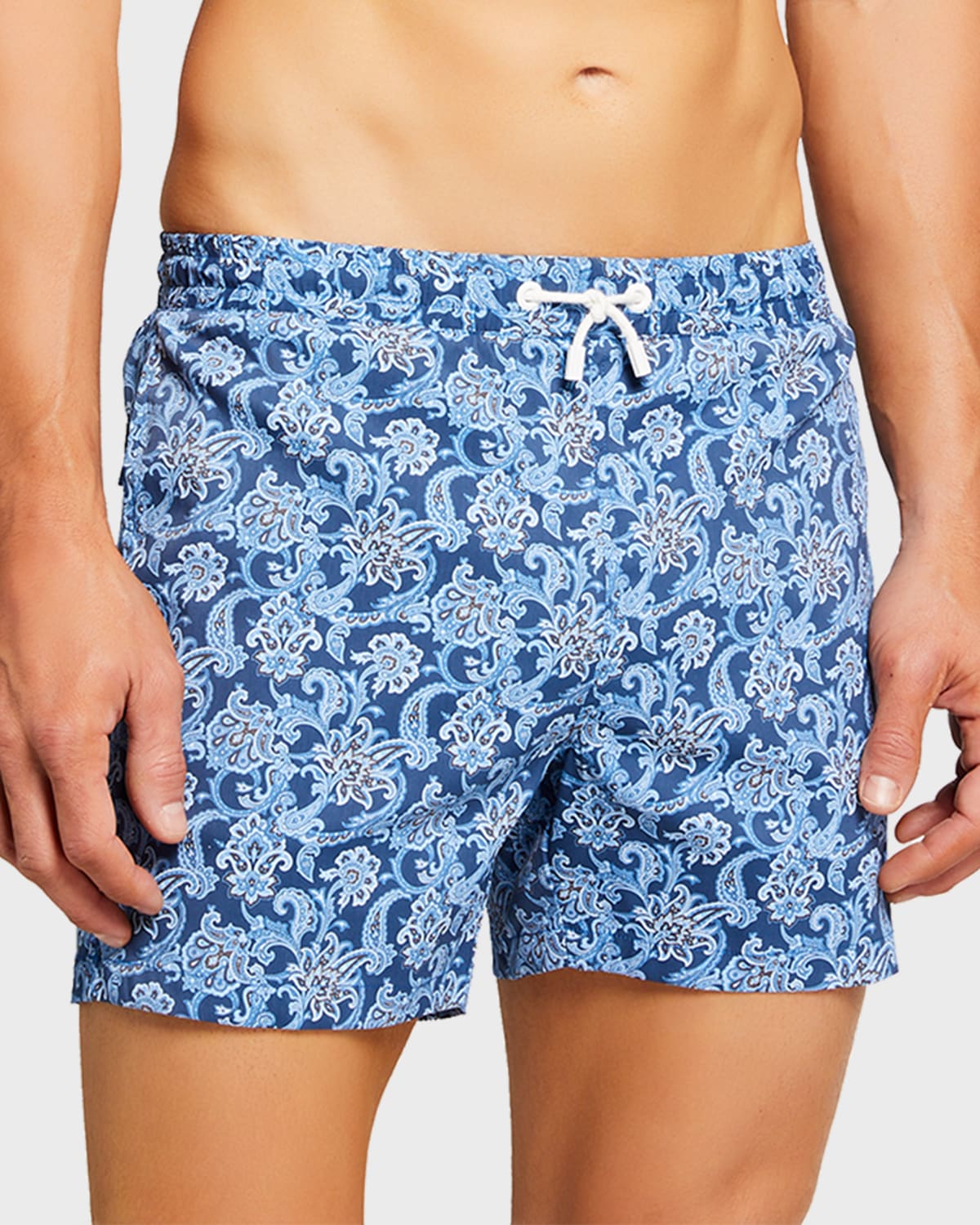 Stefano Ricci Men's Printed Drawstring Swim Trunks In Blue