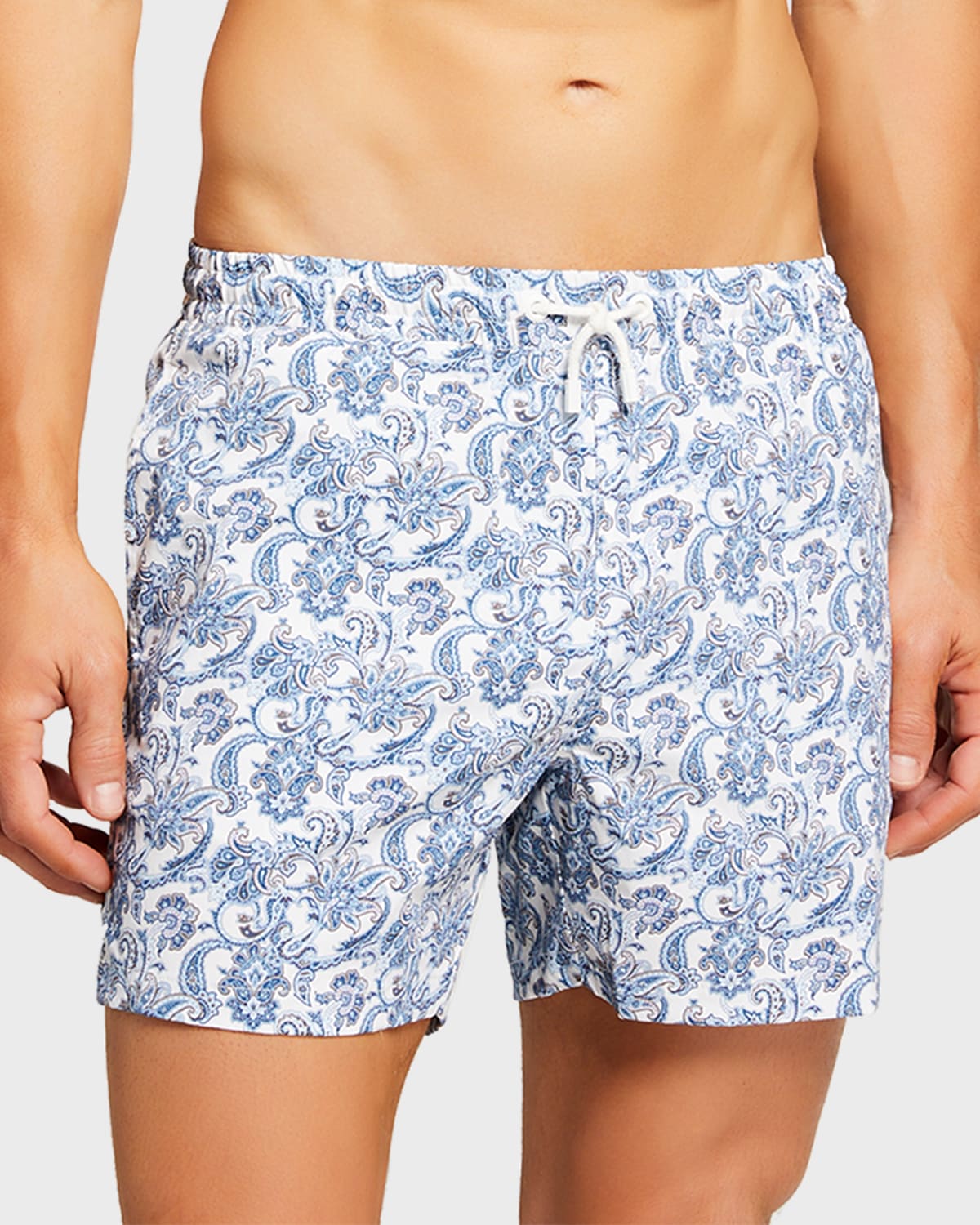 Stefano Ricci Men's Printed Drawstring Swim Trunks In Light Blue