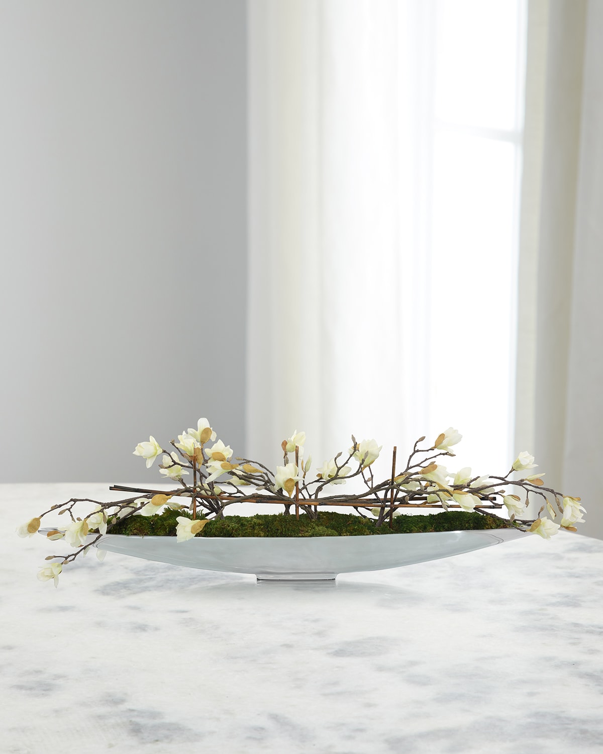 Shop John-richard Collection Chrome Magnolias In Aluminum Vessel In White