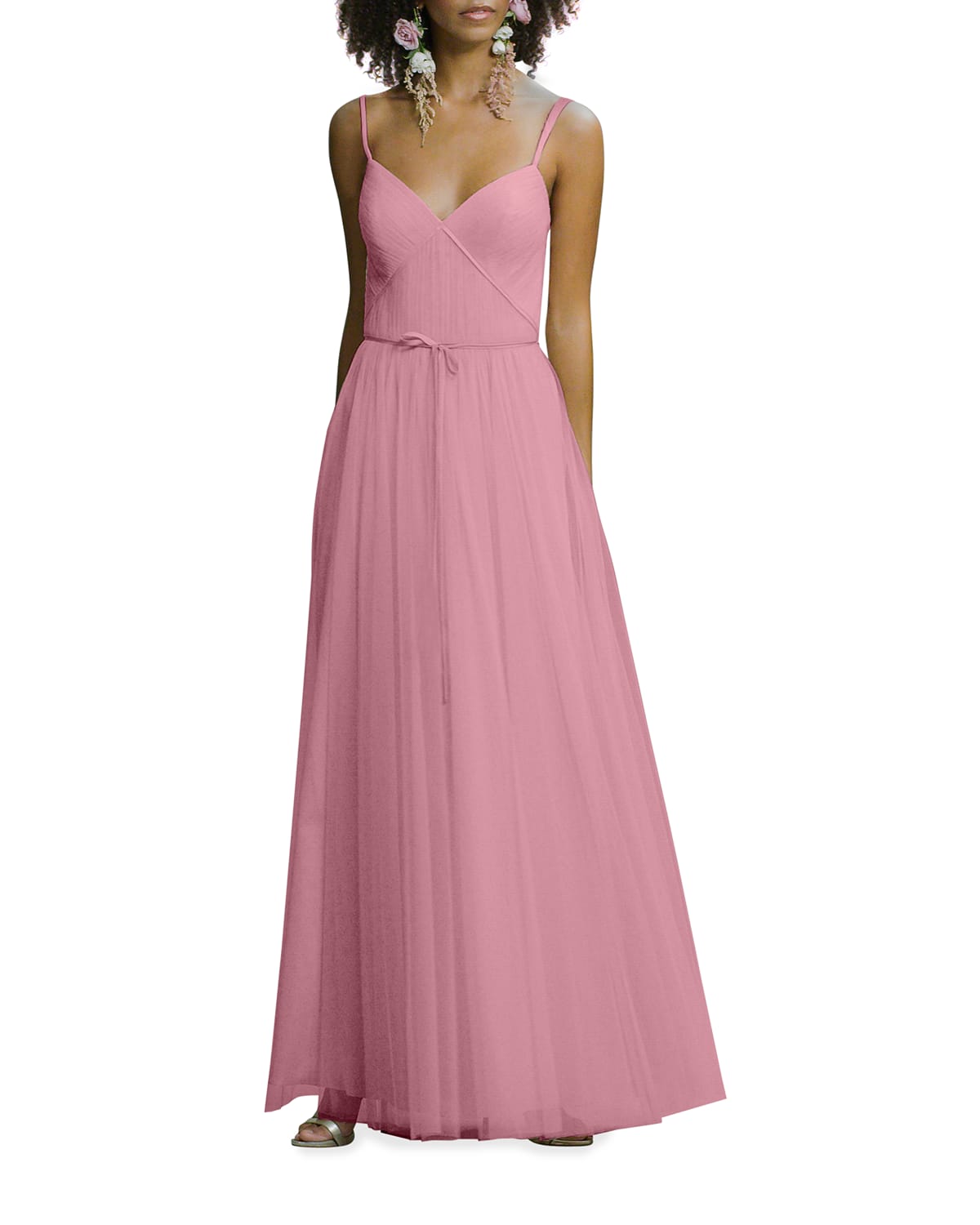 Marchesa Notte Bridesmaid Sweetheart Ruched Double-strap Cami Gown In Mauve