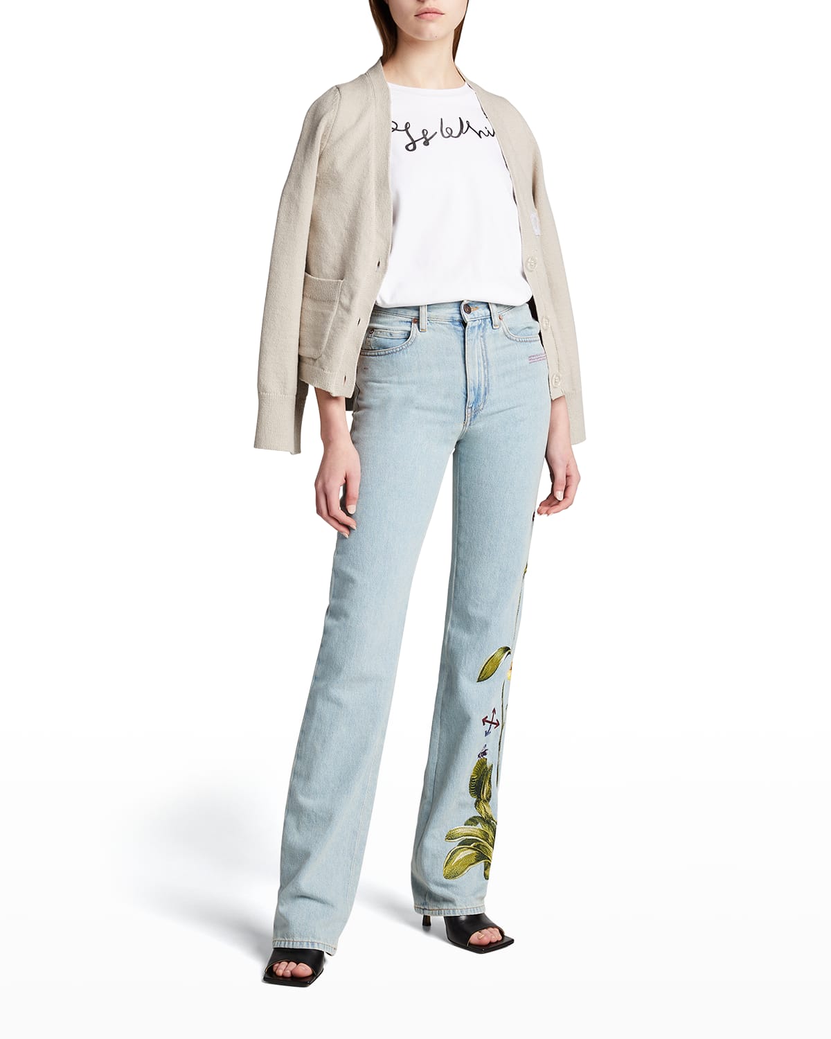 Off-White Floral-Embroidered Baggy Jeans