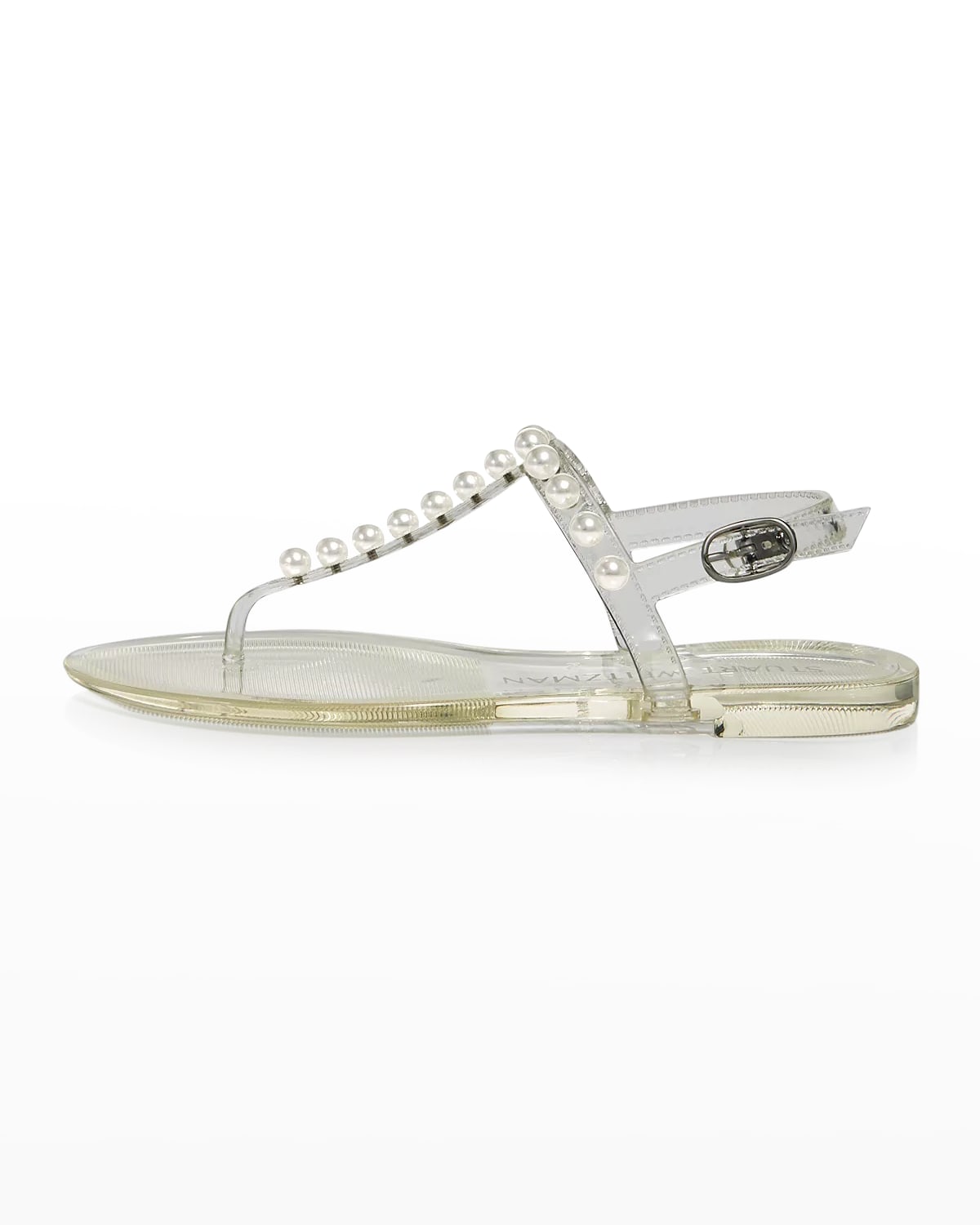 STUART WEITZMAN GOLDIE PEARLY STUD JELLY SANDALS