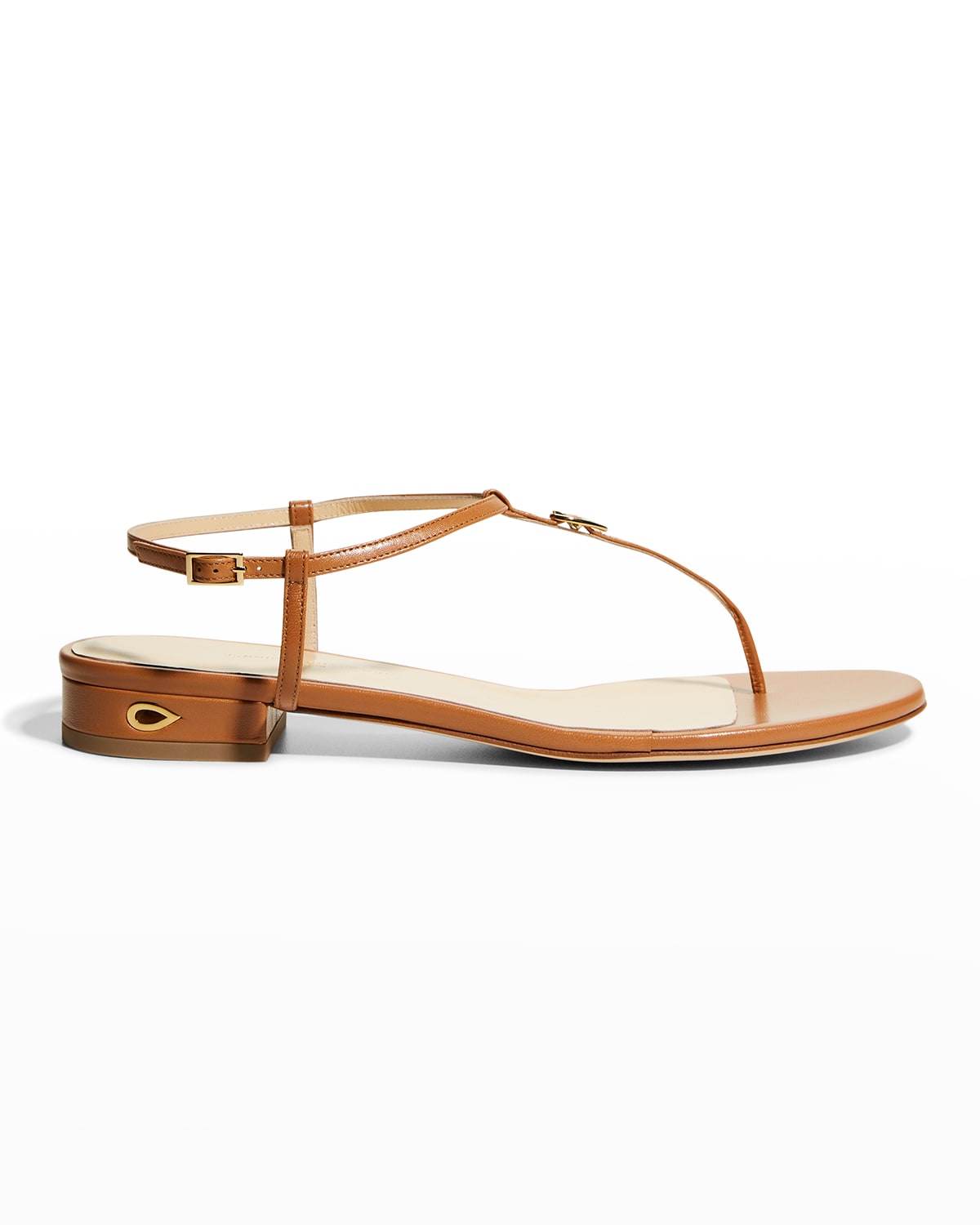 Jennifer Chamandi Pietro Buckle T-Strap Flat Thong Sandals