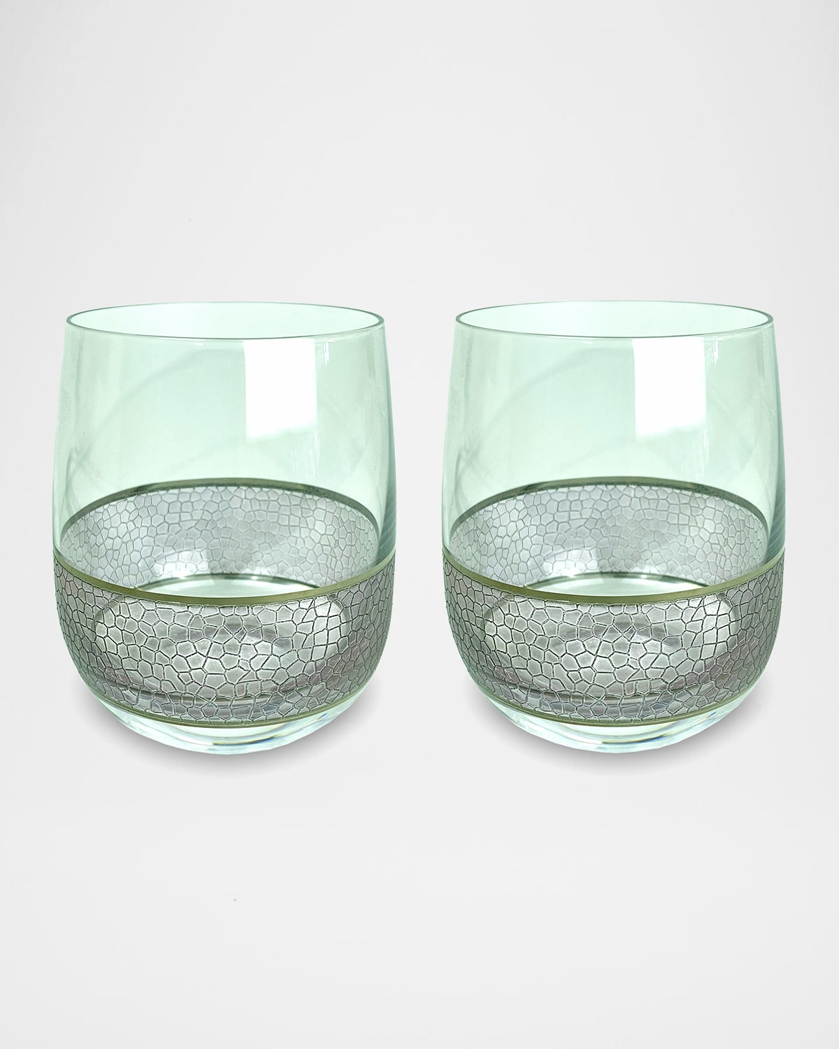 Michael Wainwright Set Of 2 Panthera Glass Rock Glasses In Platinum