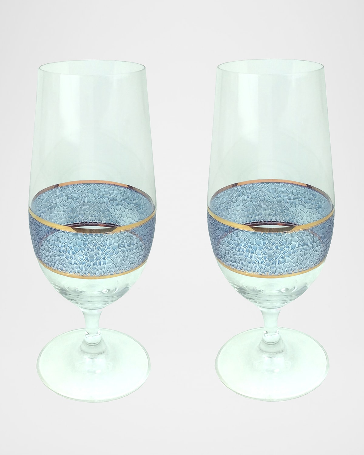 Michael Wainwright Set Of 2 Panthera Glass Stem Water Glasses In Indigo