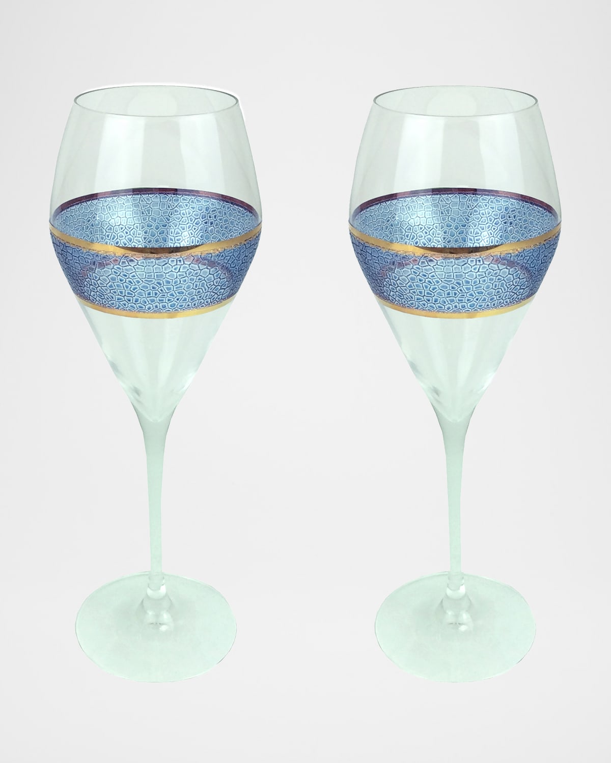 Michael Wainwright Set Of 2 Panthera Glass Prosecco Glasses In Indigo