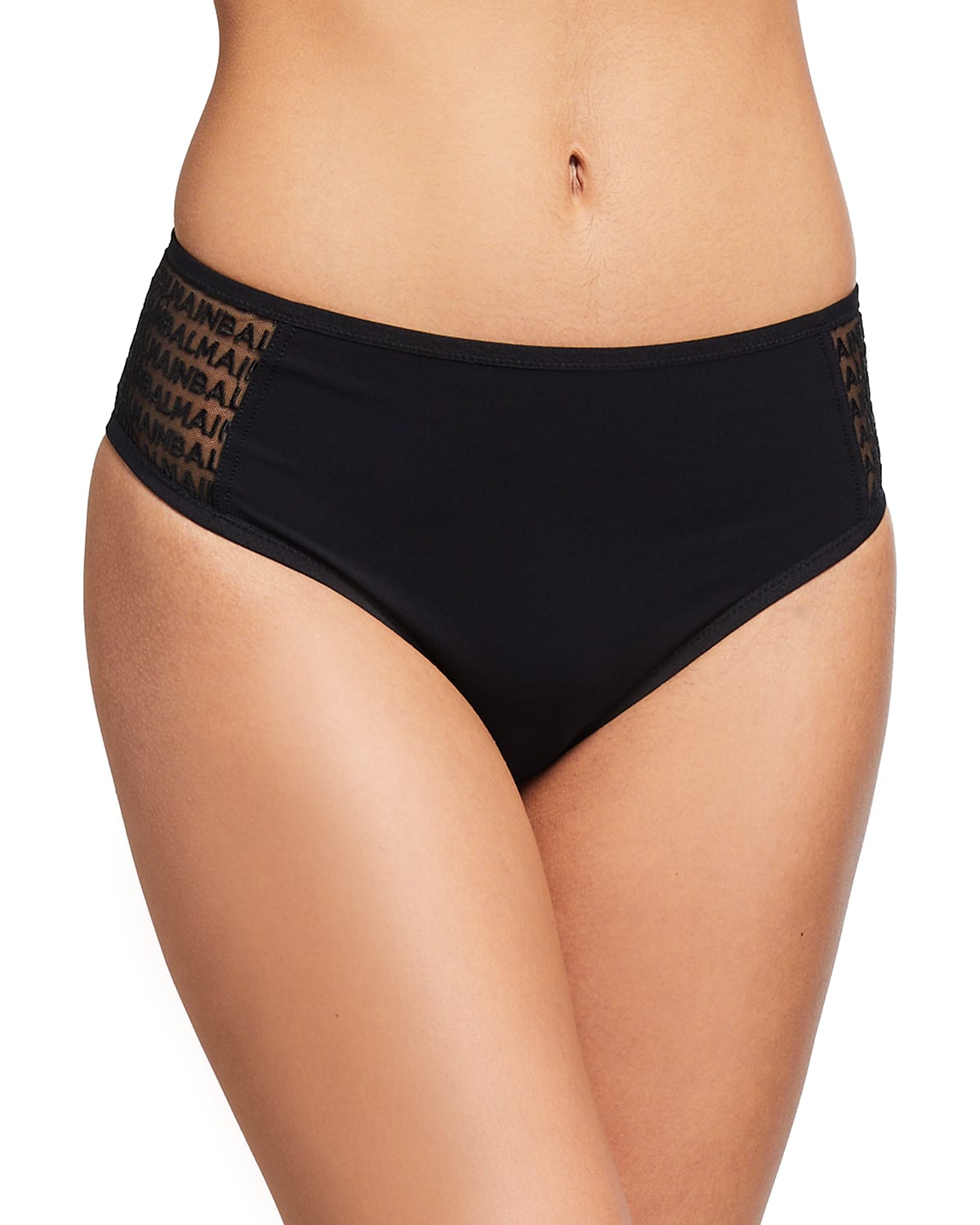 Balmain Logo Embroidered Tulle Sides Brief