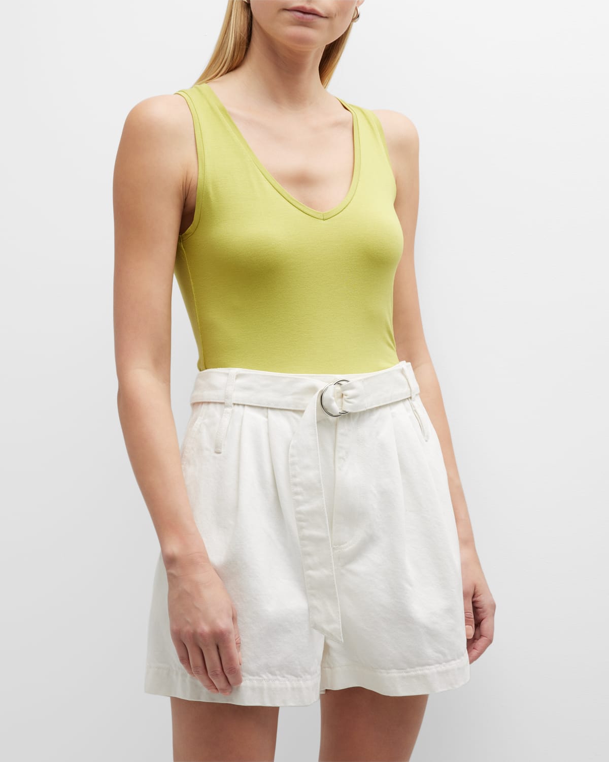 Majestic Soft-touch V-neck Tank In Anis