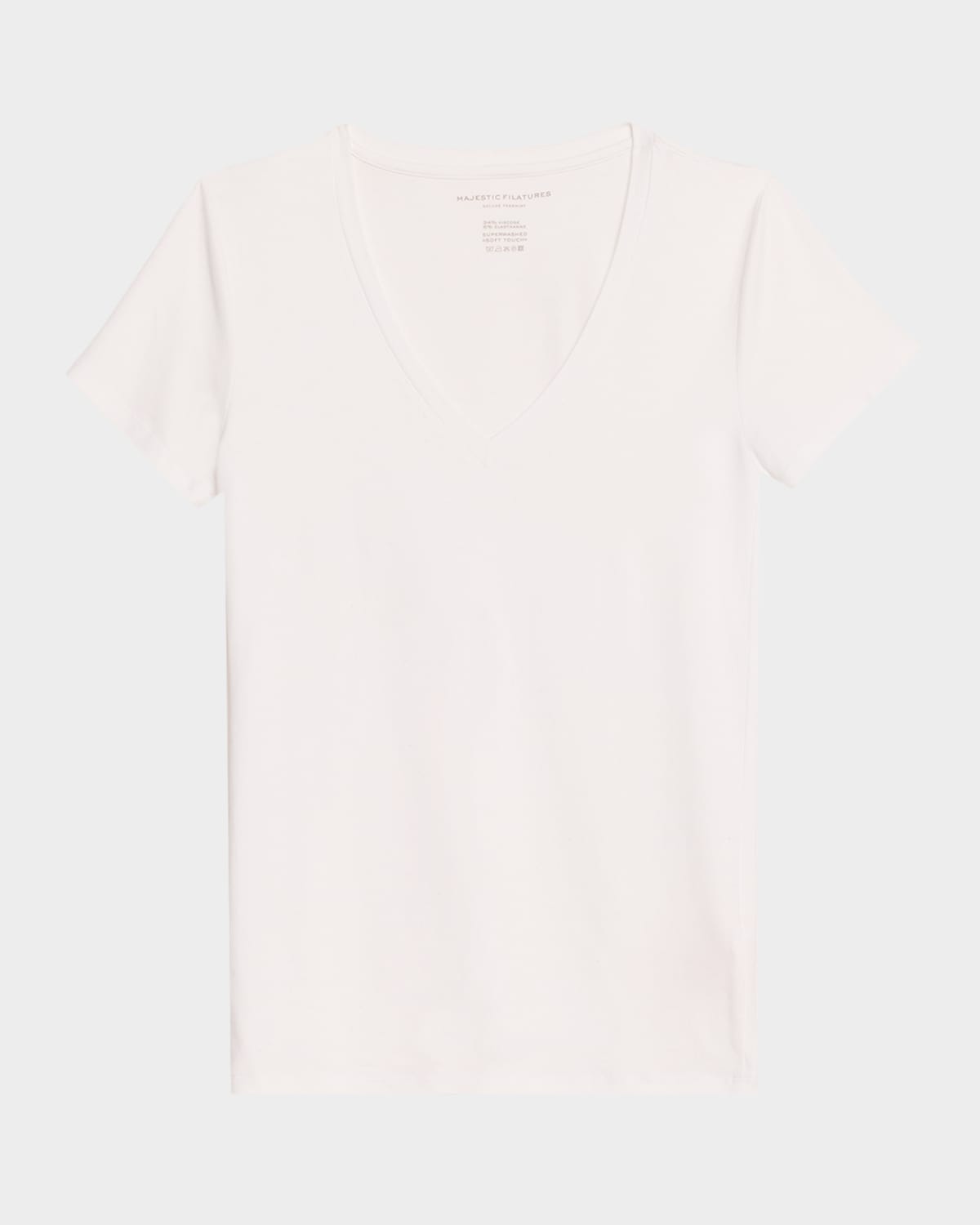 Majestic Soft Touch Short-sleeve V-neck Top In White