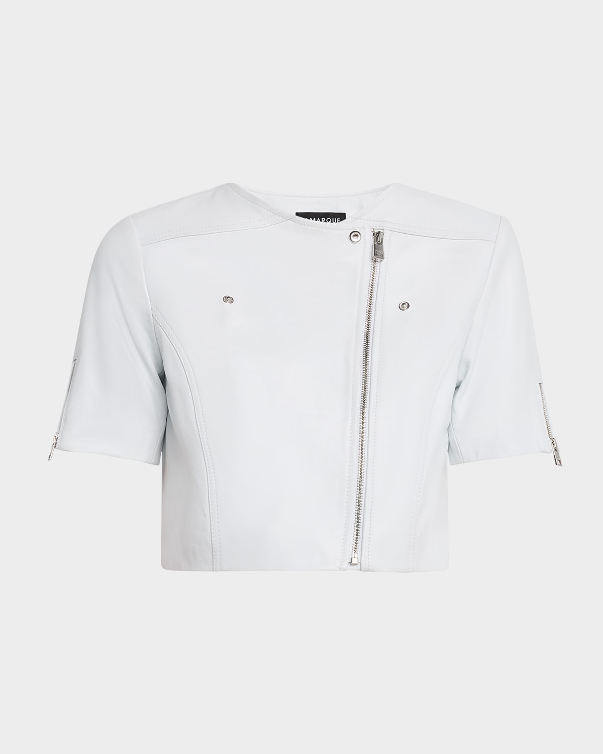 Lamarque Kirsi Cropped Biker Jacket In White