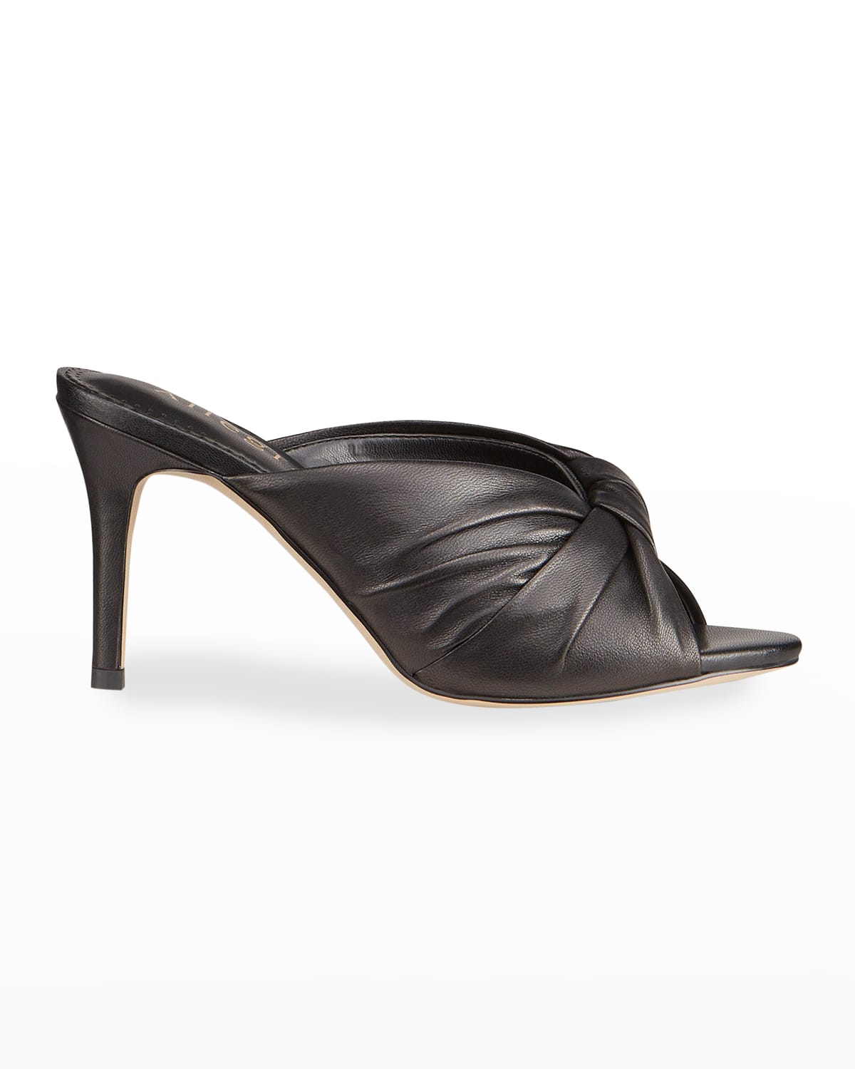Allegra James Twisted Leather Slide Mule High-heel Sandals In Black
