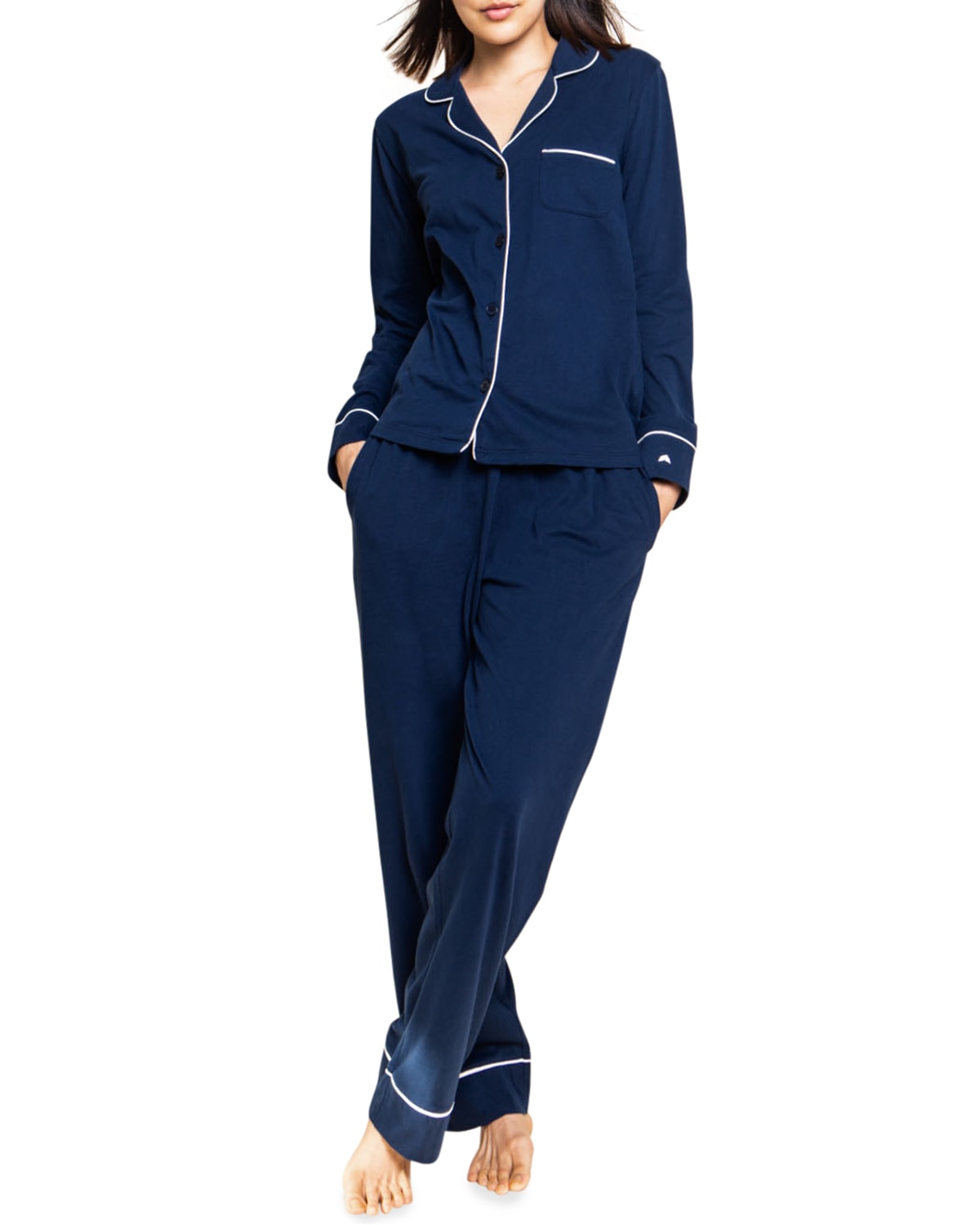 Shop Petite Plume Luxe Pima Cotton Pajama Set In Green