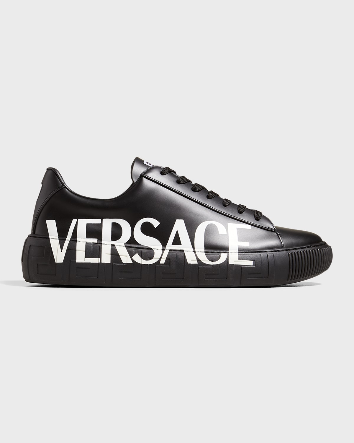 Versace Men's Logo Leather Low-Top Sneakers | Smart Closet