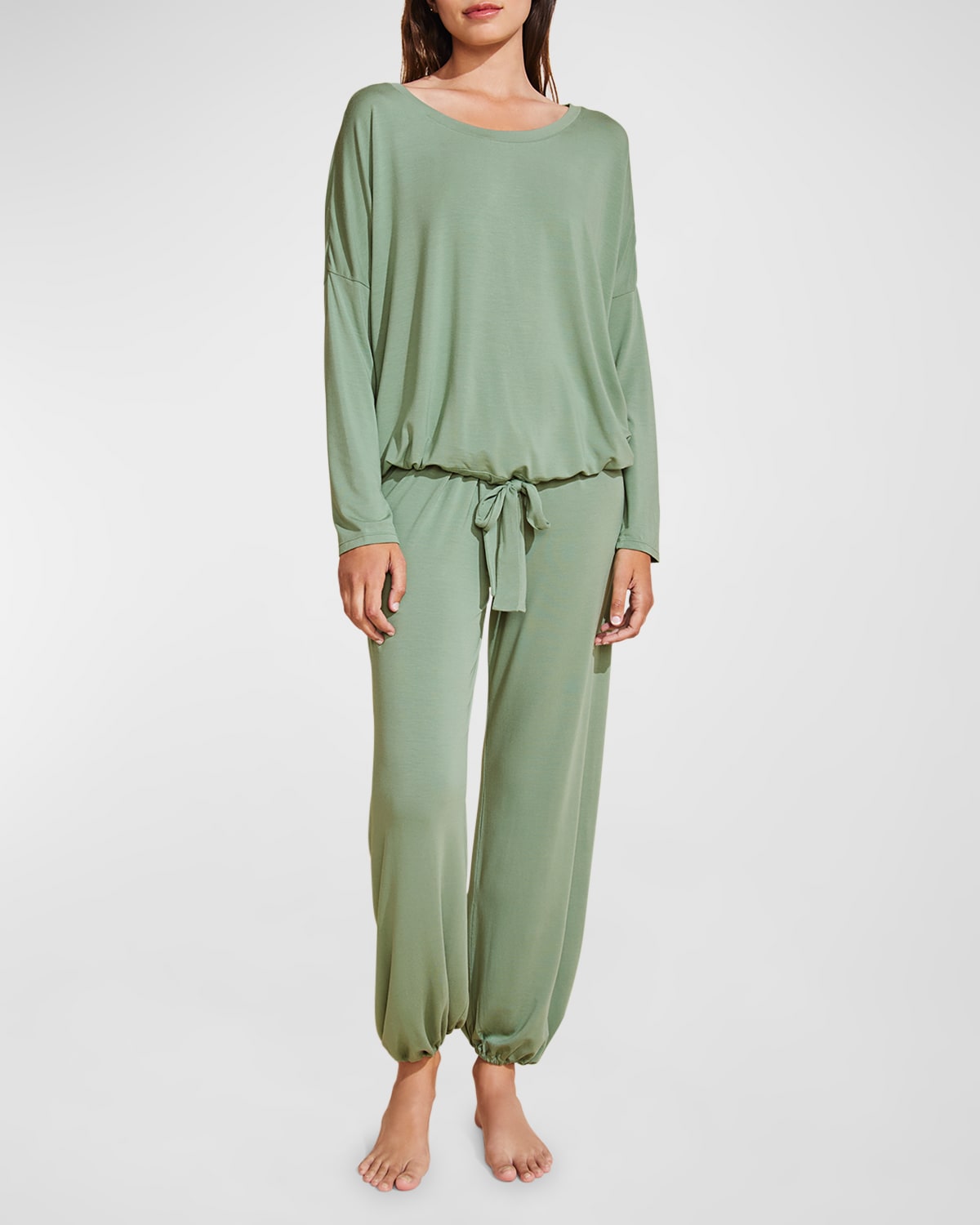 Eberjey Gisele Slouchy Pajama Set In Mineral Green