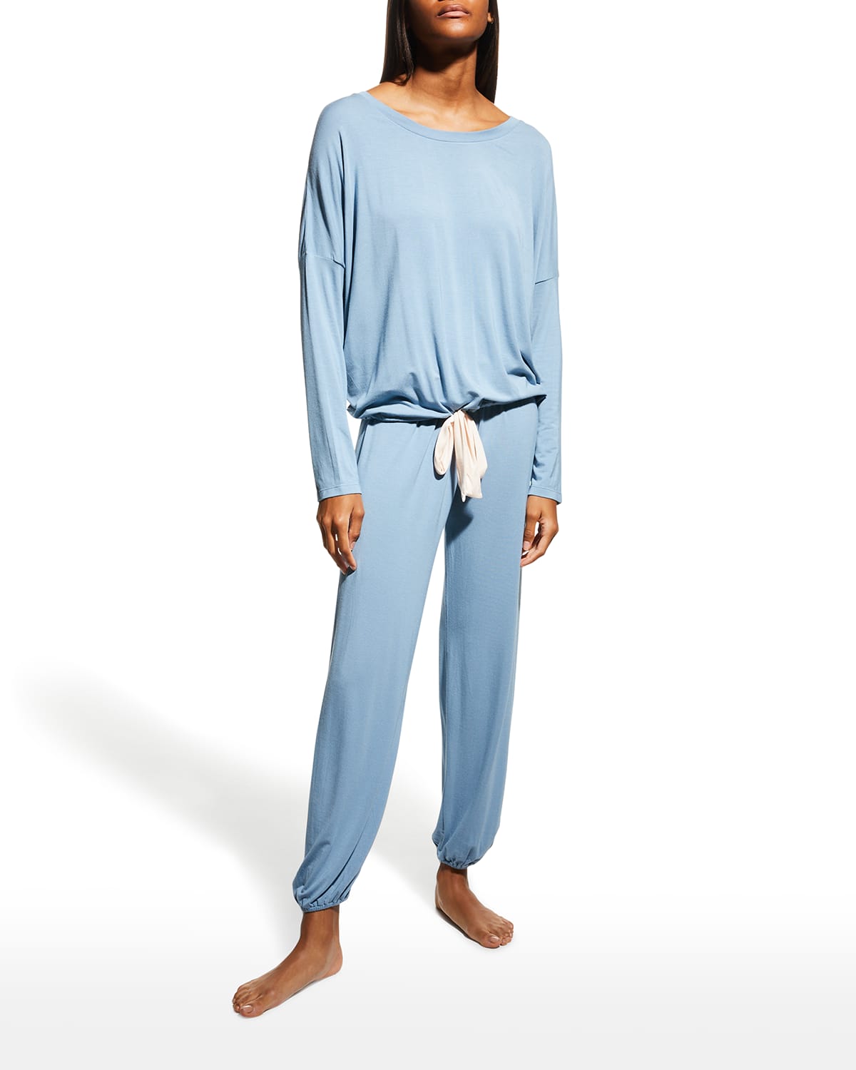 Eberjey Gisele Slouchy Pajama Set In Misty Rose/ivory