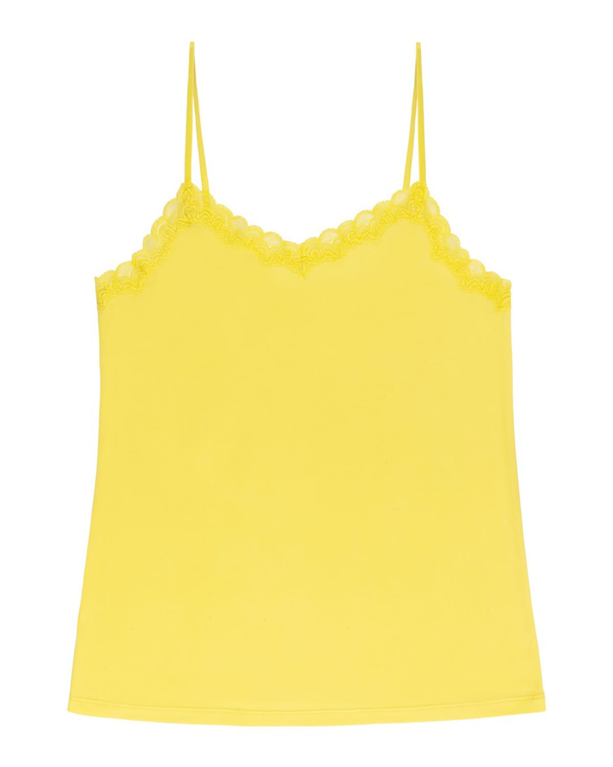 Uwila Warrior Soft Silk Lace Trim Camisole In Lemon Zest