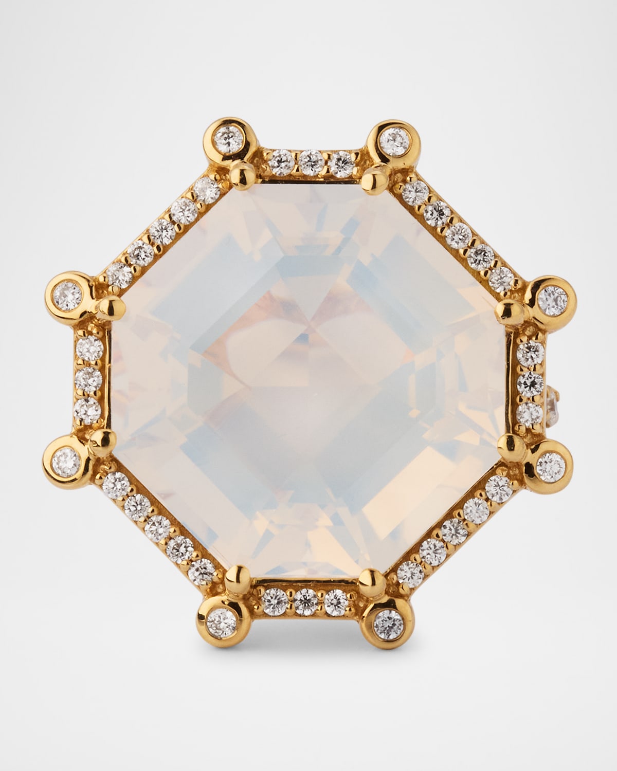 18K Yellow Gold Gossip Moon Quartz Statement Ring with Diamonds