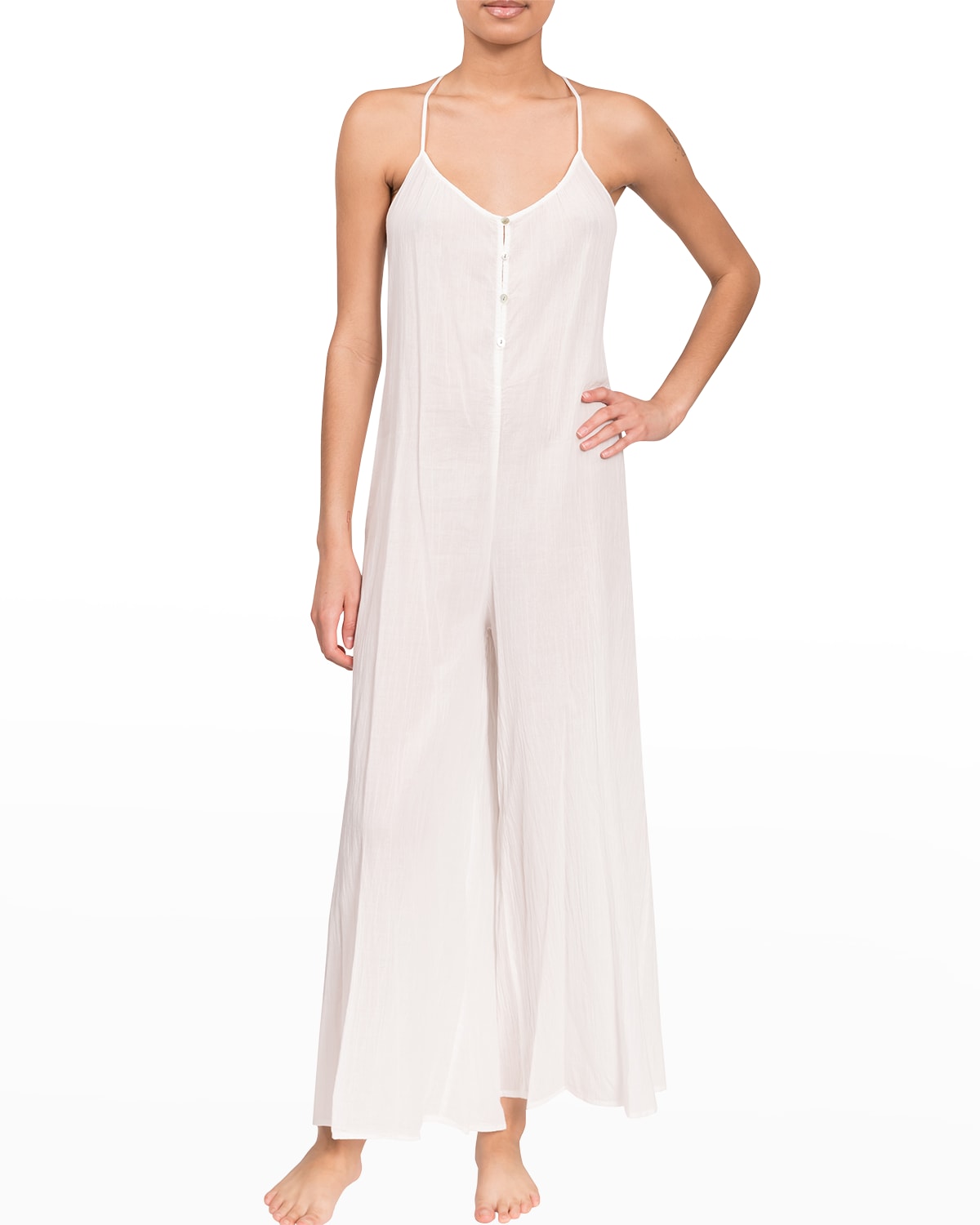 Everyday Ritual Kaitlyn Wide-leg Halter-neck Jumpsuit In White