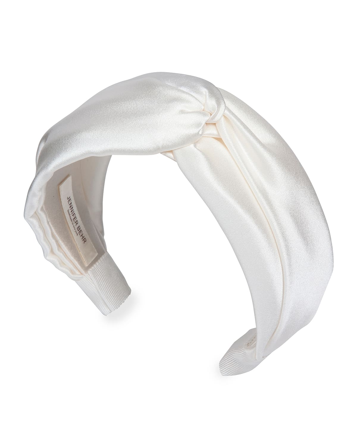 Jennifer Behr Twist Crepe-back Satin Headband In Cream
