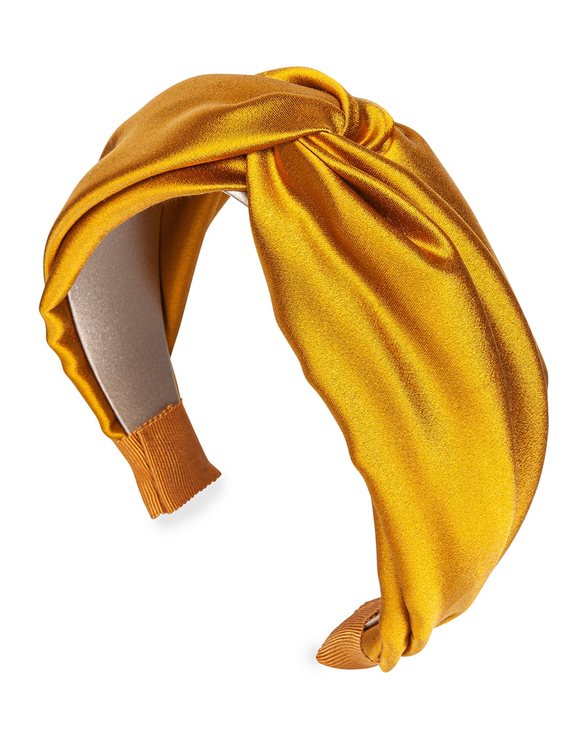 Jennifer Behr Twisted Silk Satin Headband In Saffron