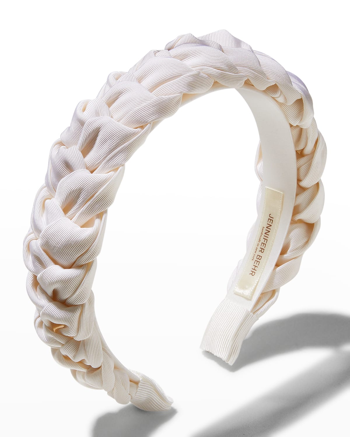 Jennifer Behr Lori Braided Silk Headband In Cream