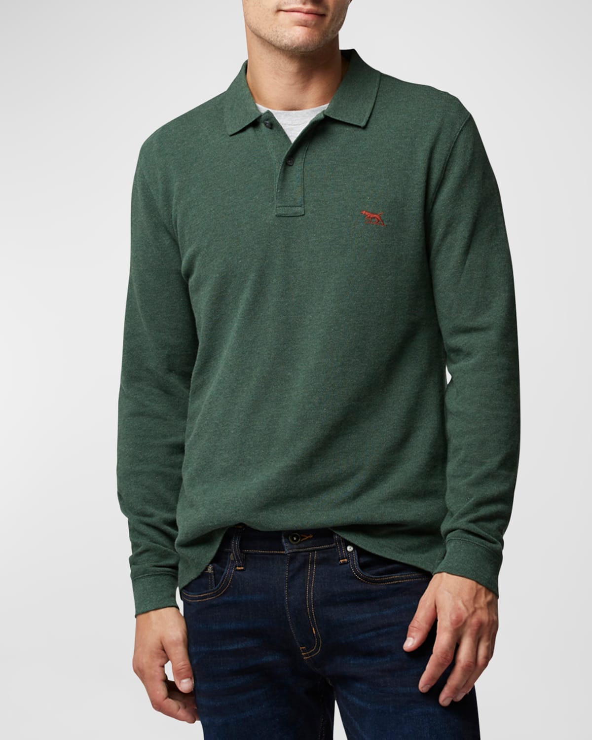 Shop Rodd & Gunn Men's Long-sleeve Pique Polo Shirt In Moss