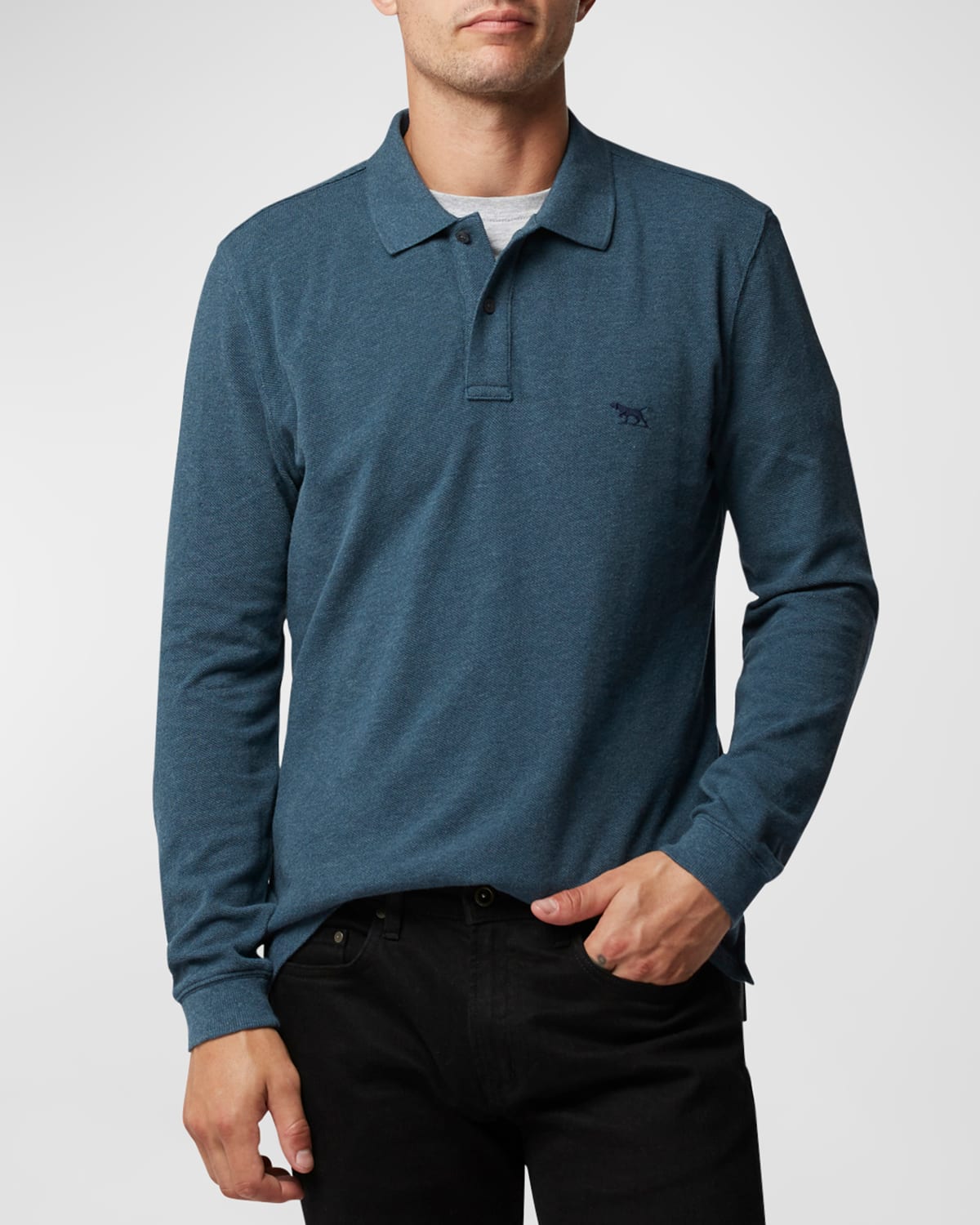 Shop Rodd & Gunn Men's Long-sleeve Pique Polo Shirt In Dark Teal