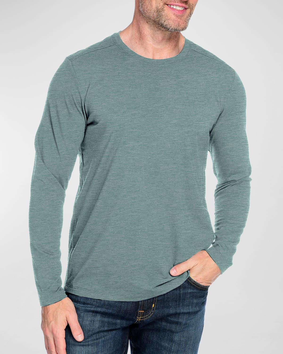 Fisher + Baker Men's Mission Heathered Performance T-shirt In Heather Stone Blu