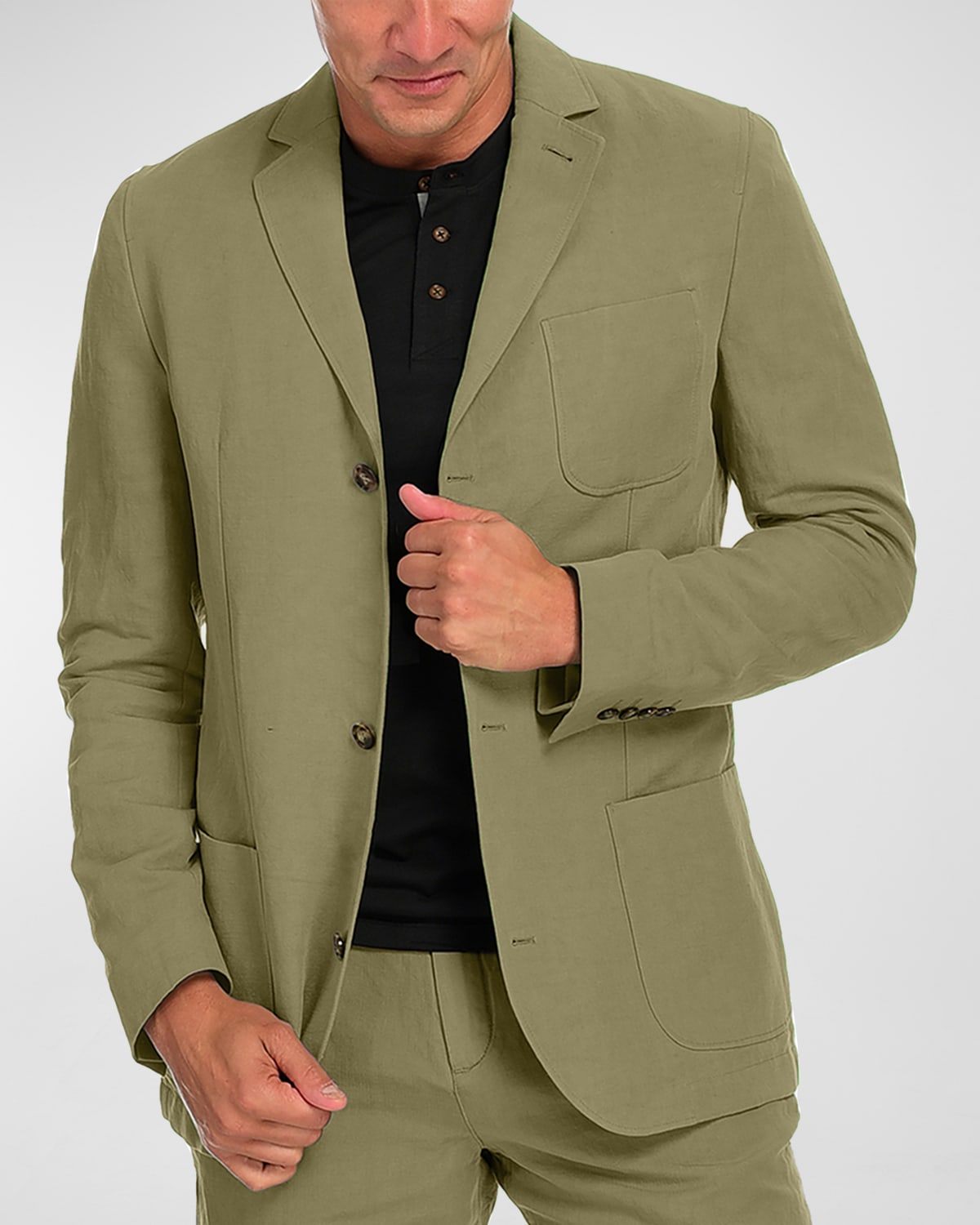 Fisher + Baker Men's Collins Cotton-linen Sport Jacket In Dusty Sage