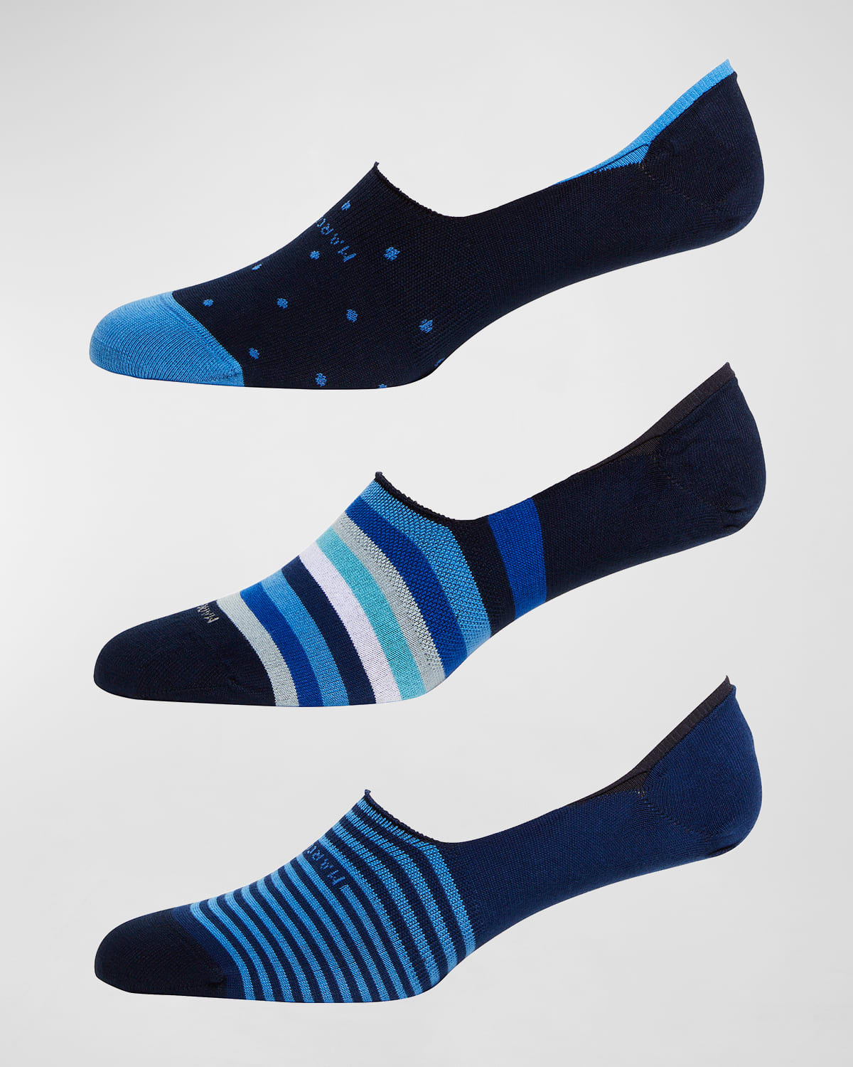 Marcoliani Men's 3-pack Invisible Socks In Grey Multi