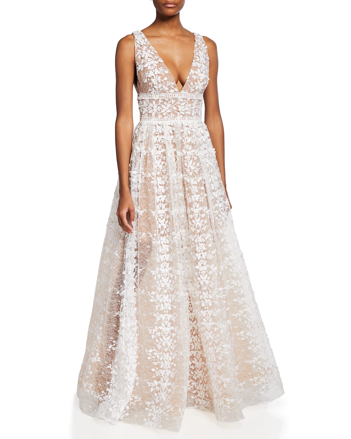 Megan V-Neck Lace Gown