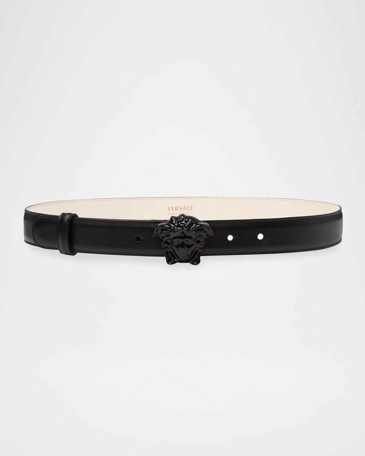 Versace Medusa Fuchsia Leather Belt In Black