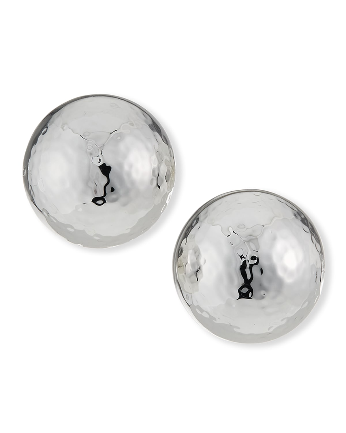 Silver Hammered Dome Clip On Earrings