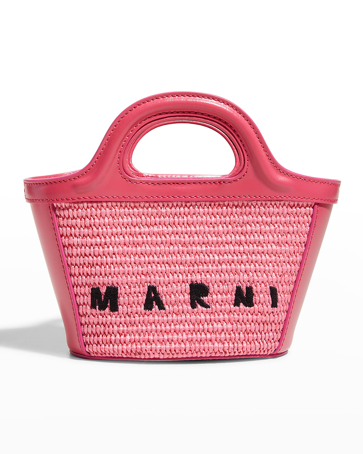 Marni Tropicalia Micro Raffia Tote Bag In Fuchsia