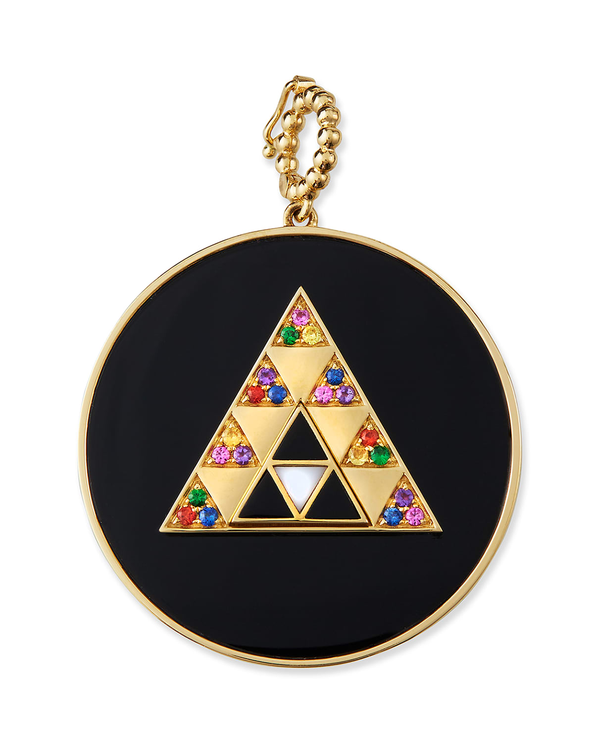 18k Stone Inlay Triangle Medallion, Mother-of-Pearl