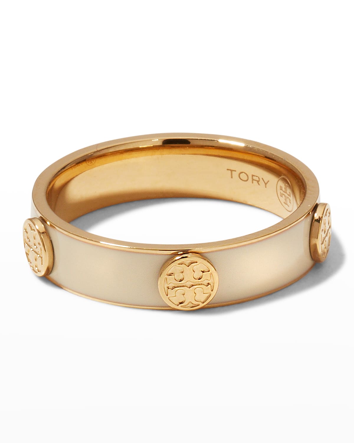 Tory Burch Miller Stud Enamel Ring In Gold/ivory