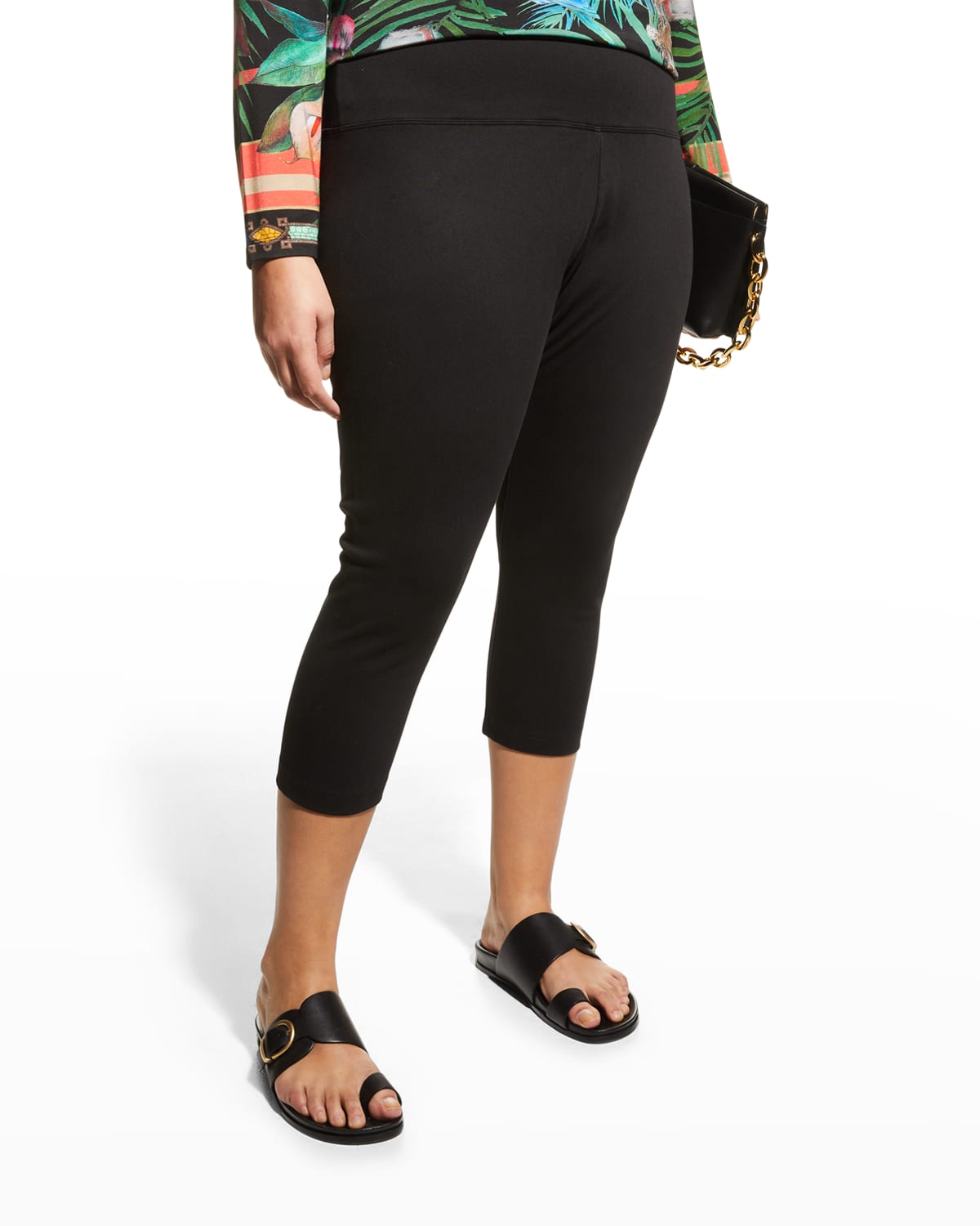 Lyssé Plus Size Stretch Denim Capri Pants In Black