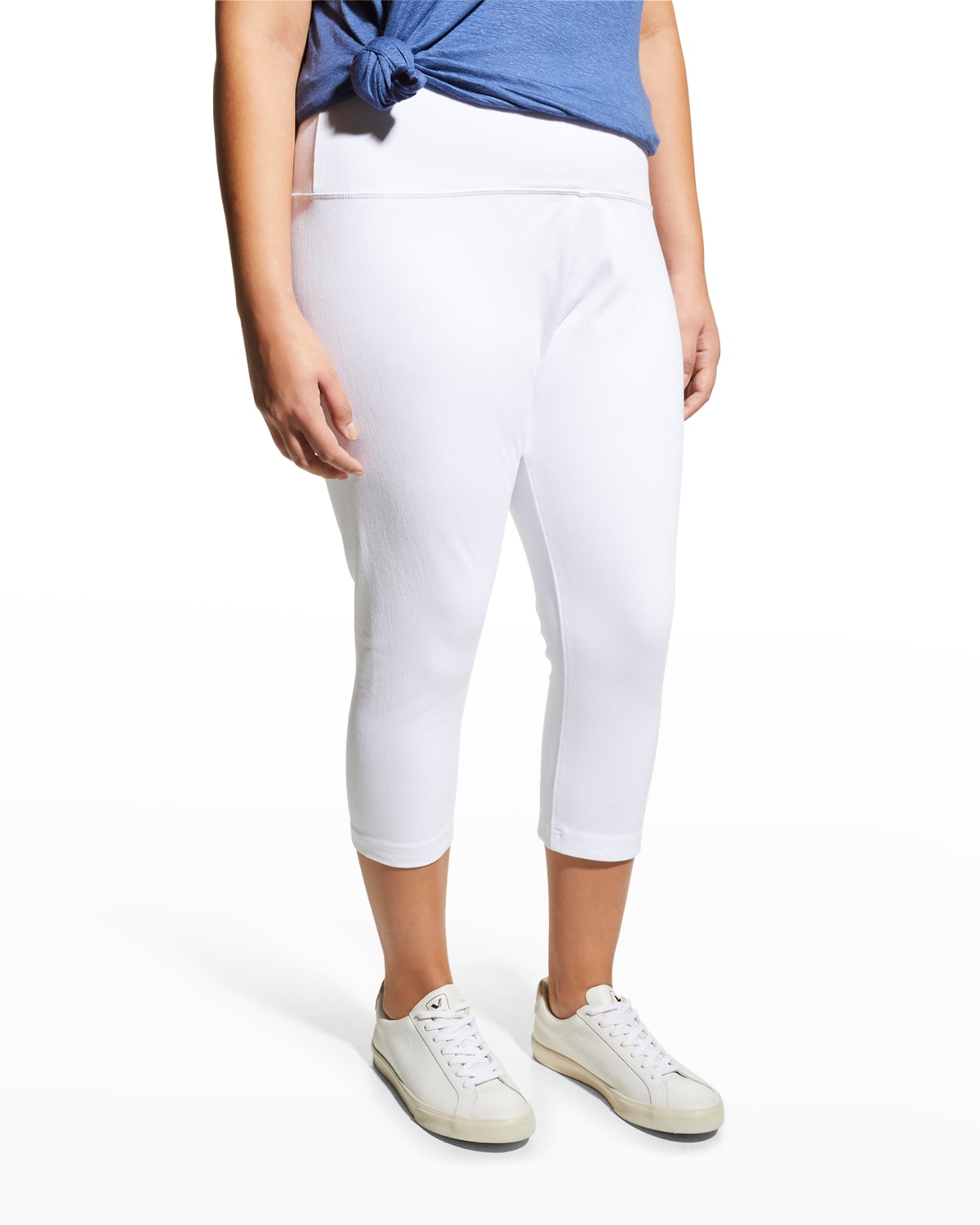 Lyssé Plus Size Stretch Denim Capri Pants In White