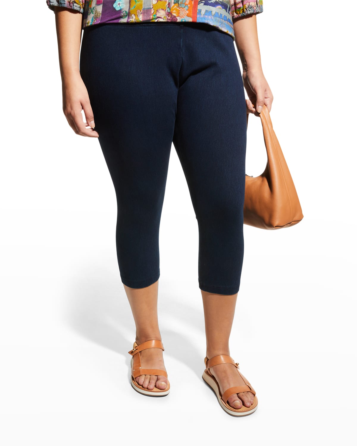 Lyssé Plus Size Stretch Denim Capri Pants In Blue