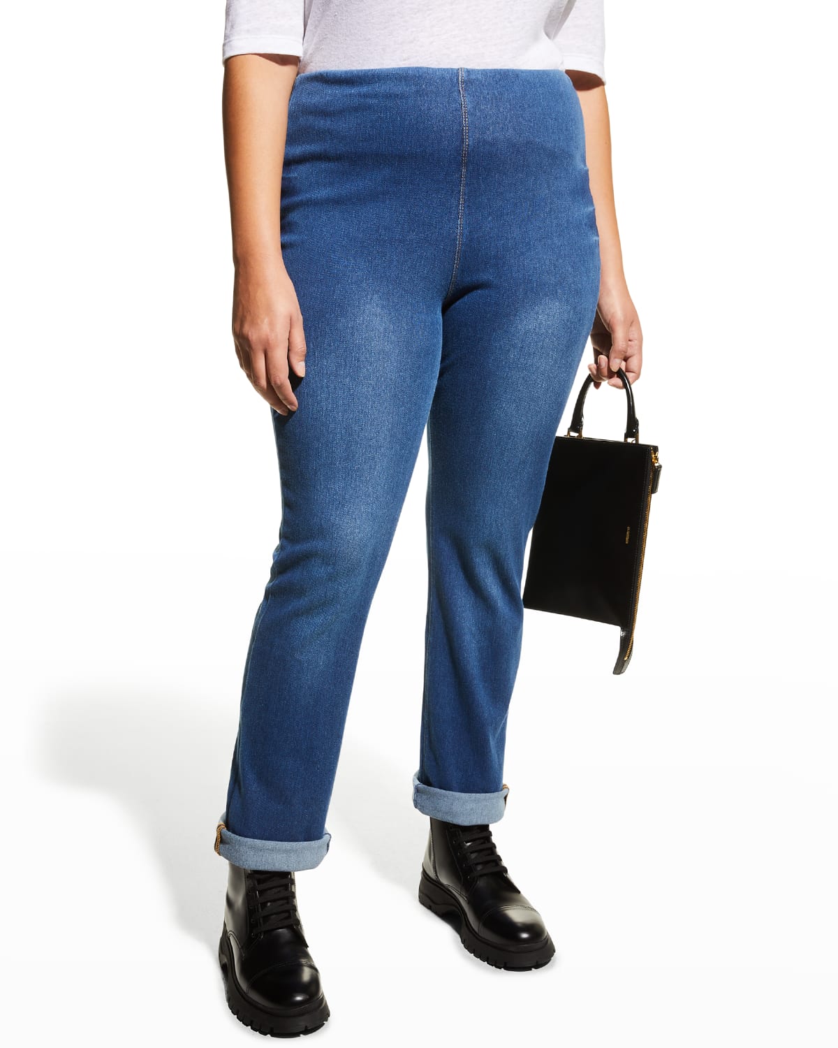 Lyssé Plus Size Stretch Cotton Boyfriend Jeans In Midwash
