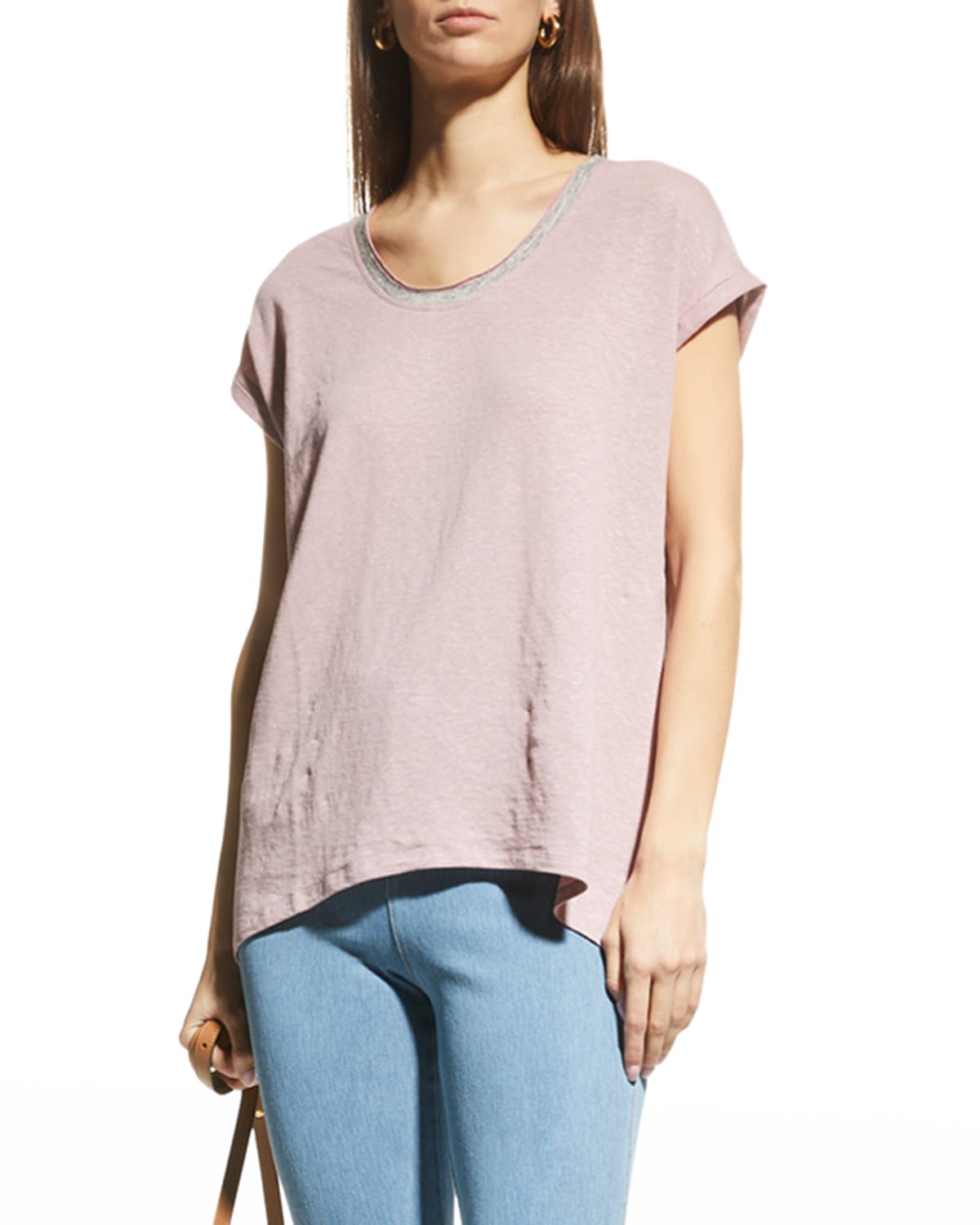 Lyssé Classic Scoop-neck Linen Jersey Tee In Aurora