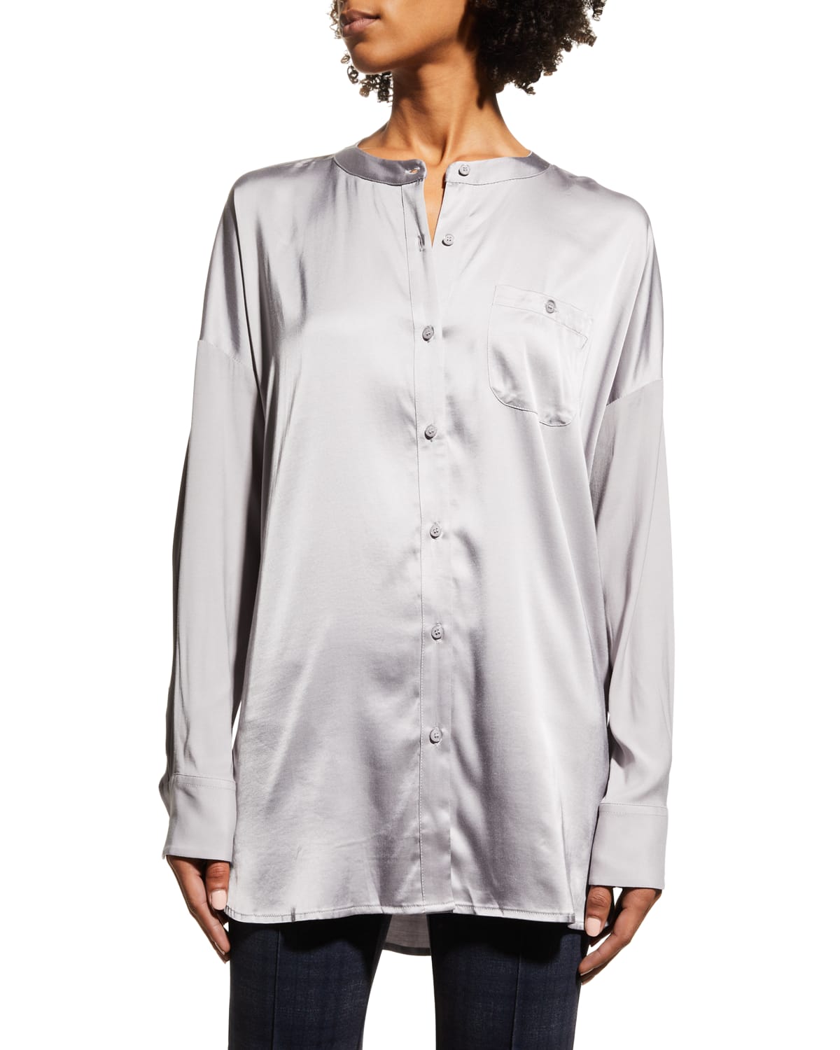 Lyssé Eco-satin Shirt In Tinted Silver