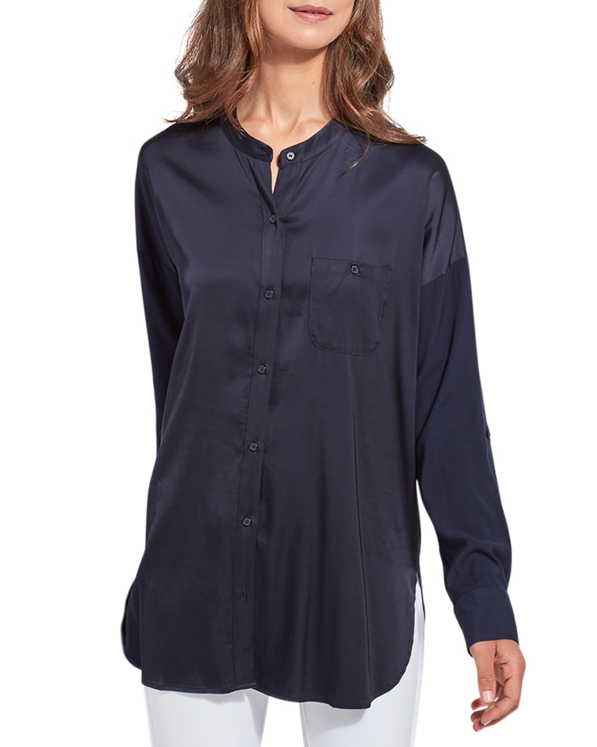Lyssé Eco-satin Shirt In True Navy