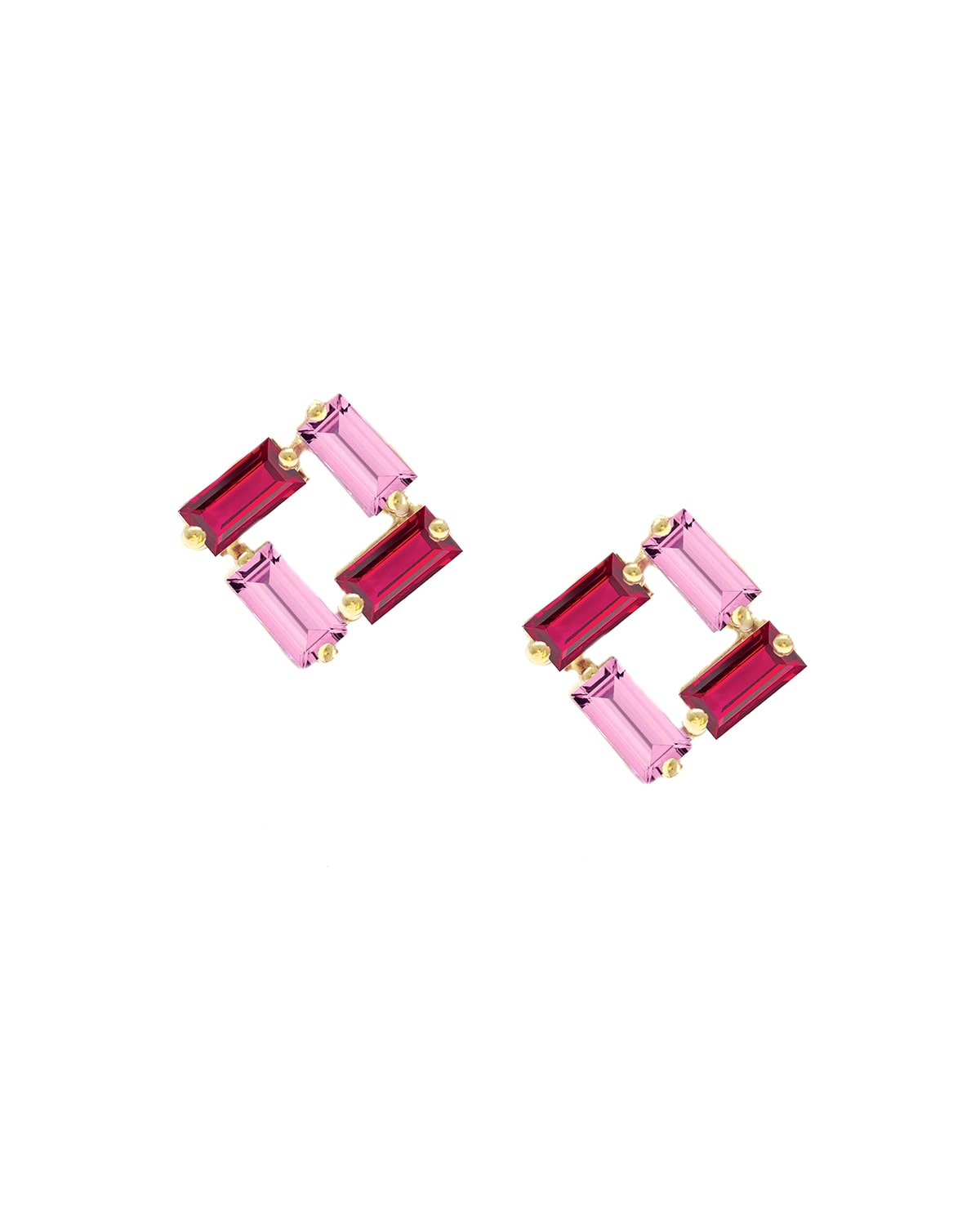 Poppy Finch 14k Gold Ruby & Pink Sapphire Stud Earrings