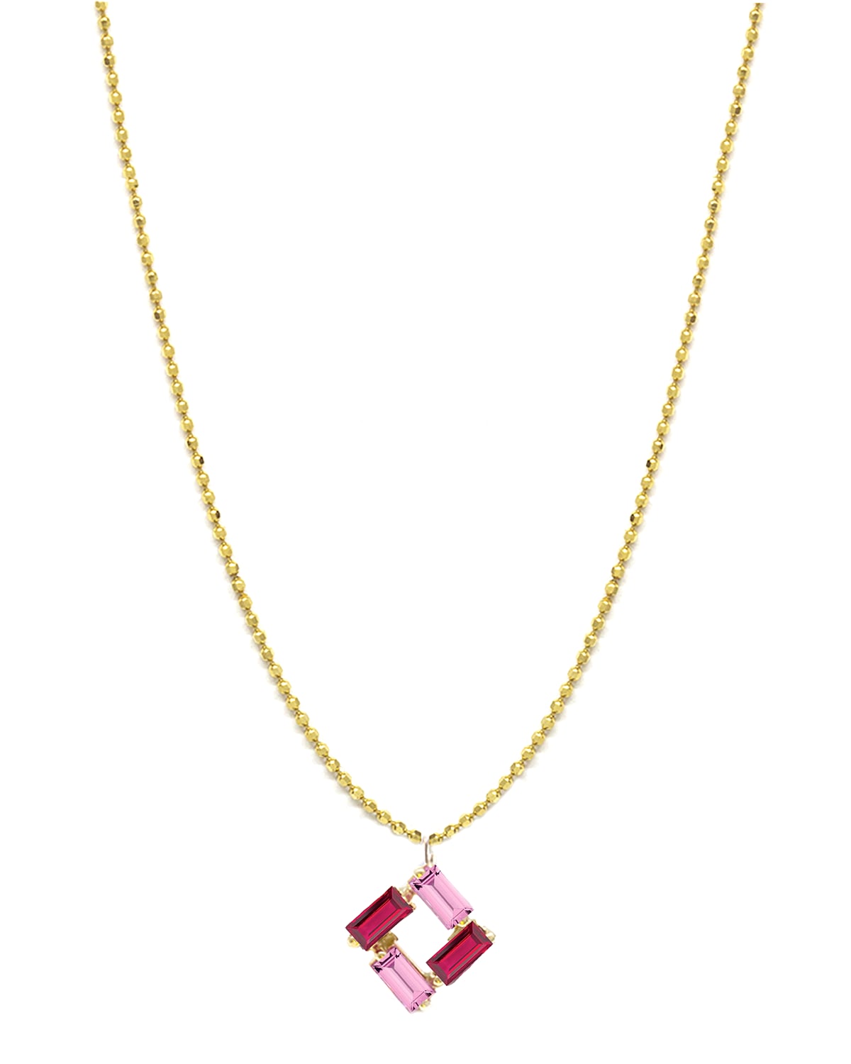 Poppy Finch 14k Ruby & Pink Sapphire Baguette Pendant Necklace
